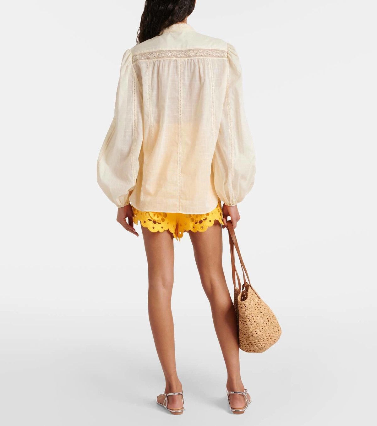Zimmermann oc11z0226 Halliday Lace-Trimmed Cotton-Voile Shirt In Cream Size L / US 10 / IT 46 - 3 Thumbnail