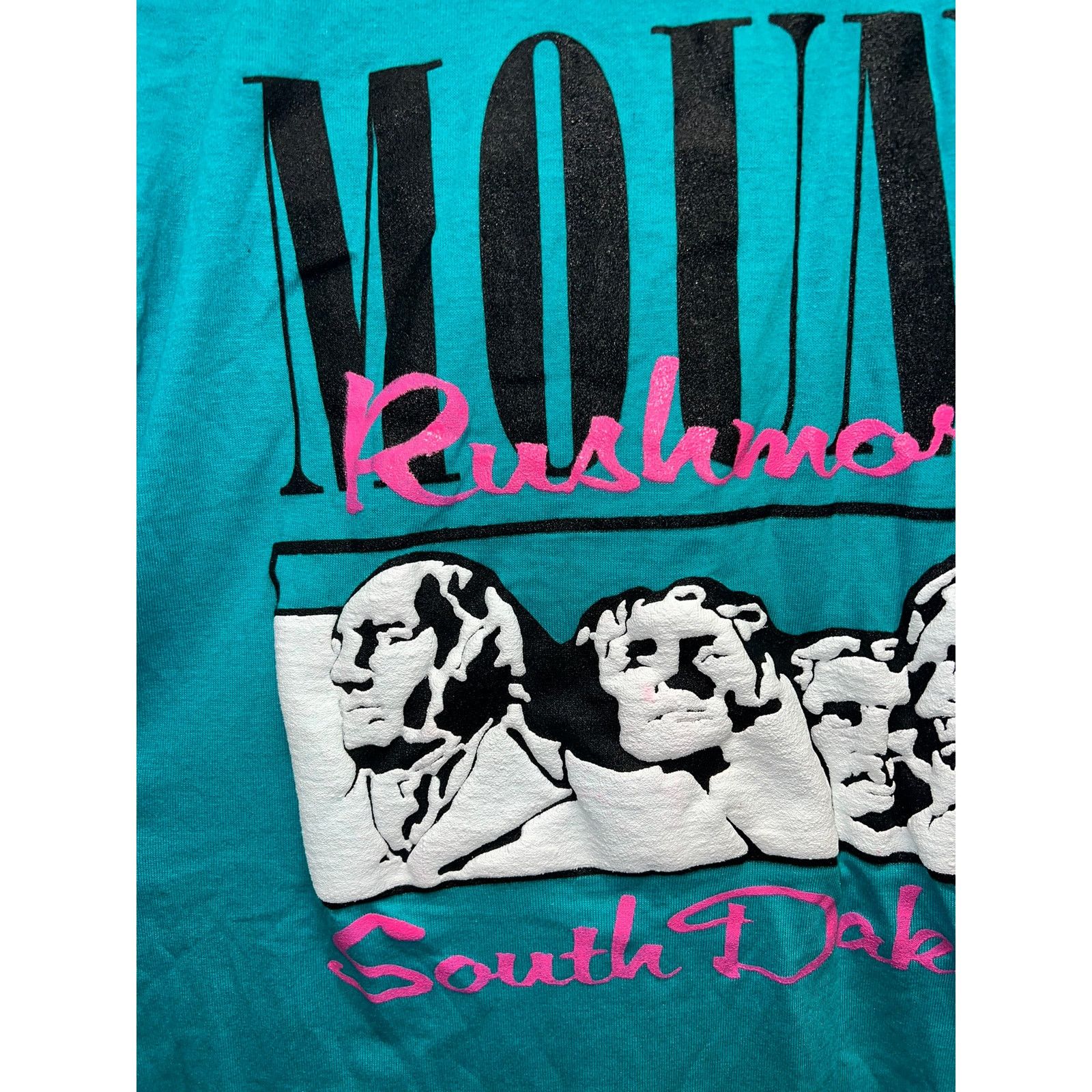 Jerzees Vintage Mouth Rushmore Shirt South Dakota Teal Tee 80s M Size US M / EU 48-50 / 2 - 2 Thumbnail