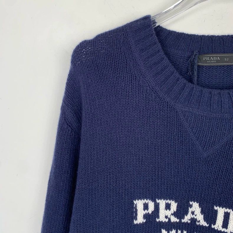 Prada Prada Logo letter inlaid black wool mixed cashmere knitted Size US L / EU 52-54 / 3 - 3 Thumbnail