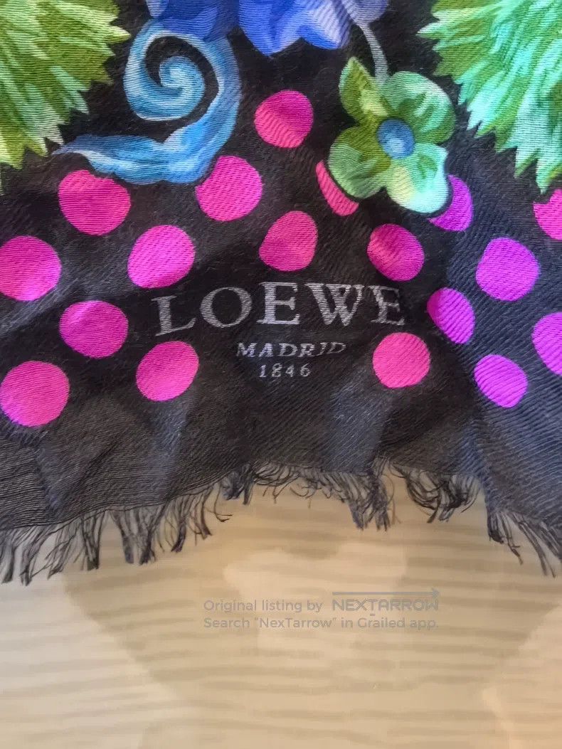 Loewe Loewe Black base blue-green floral pattern scarf with pink Size ONE SIZE - 2 Thumbnail