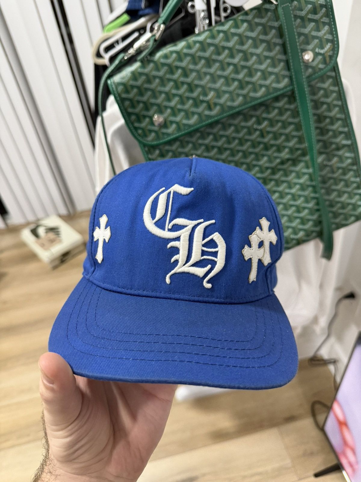 Chrome hearts blue cross patch hat
