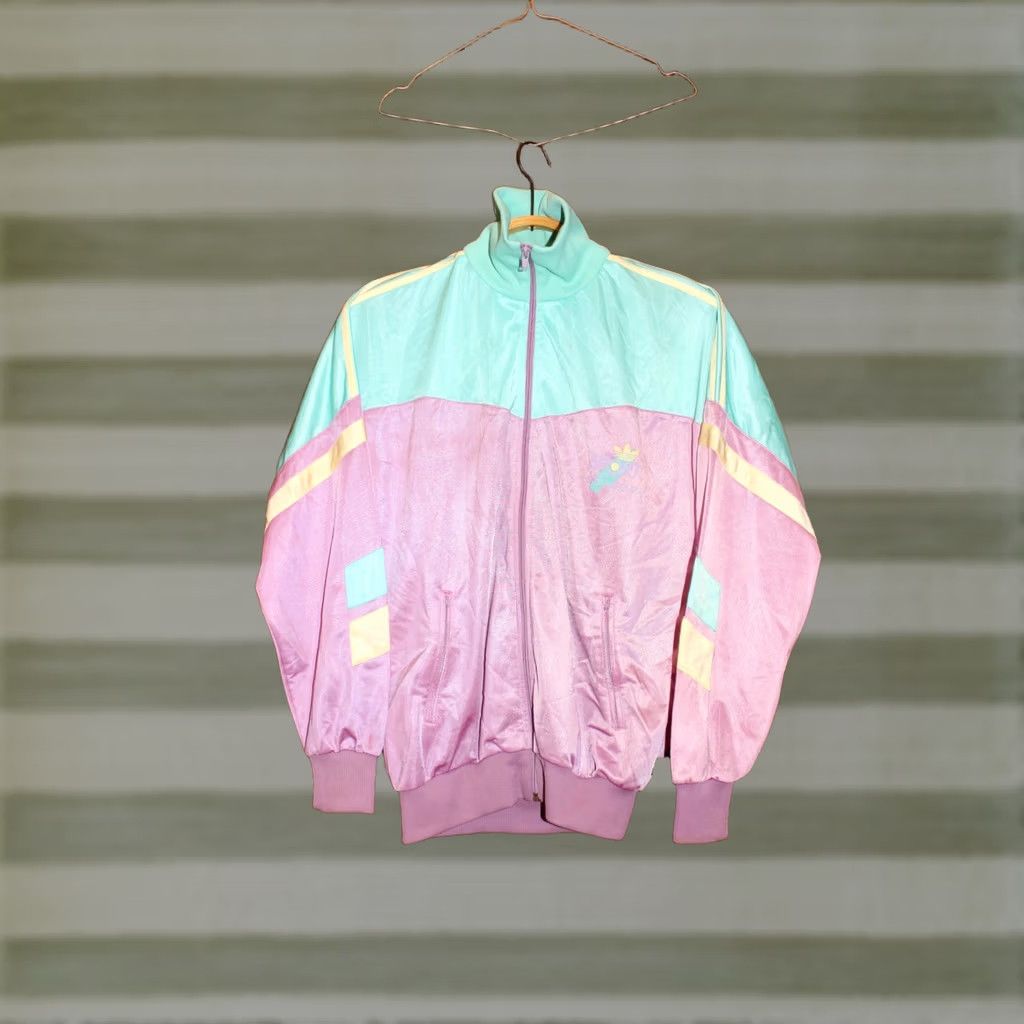 Adidas VINTAGE Adidas Track Jacket Unisex Adults M Green/Violet/Yellow 90s, 80s Zip Padded All Seasons Reg Fit Size US M / EU 48-50 / 2 - 1 Thumbnail
