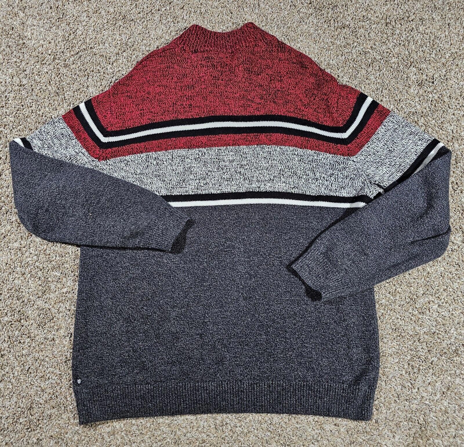 Chaps CHAPS Sweater 3 Button Pullover Red Grey Striped LS 2XL Size US XXL / EU 58 / 5 - 10 Thumbnail