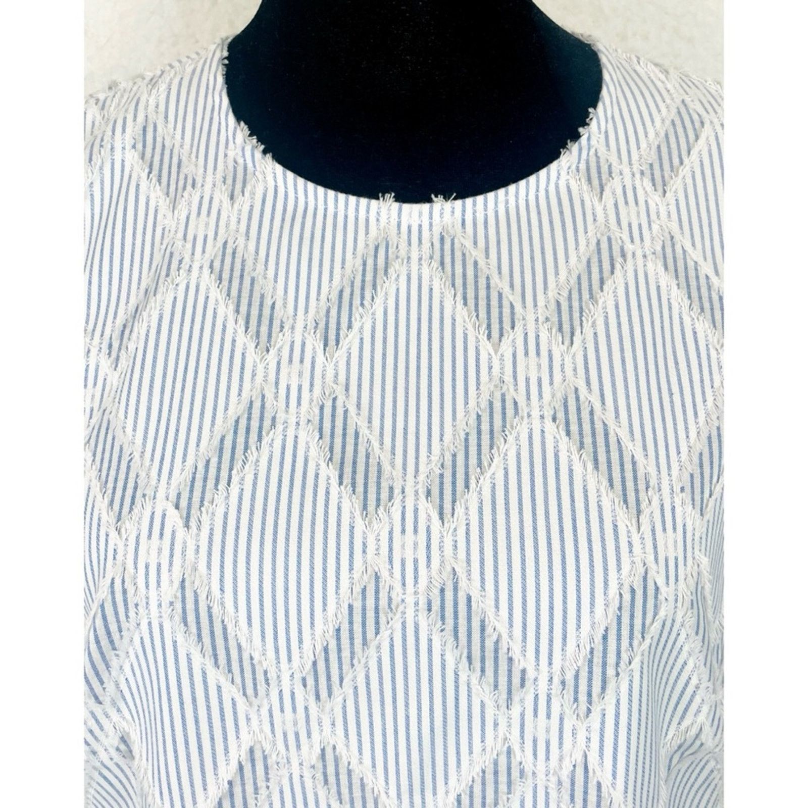 Derek Lam 10 Crosby DEREK LAM • 10 Crosby Striped Frayed Diamond Blouse Size S / US 4 / IT 40 - 12 Thumbnail