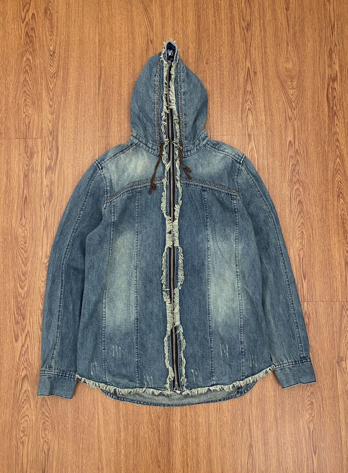 image of If Six Was Nine x Le Grande Bleu L G B Semantic Design Denim Zipper Hooded, Men's (Size Medium)