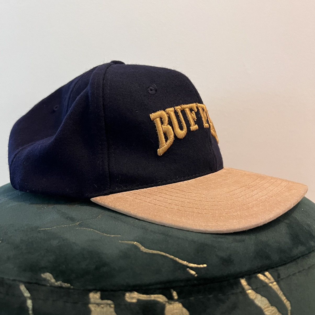 Other Vintage 90s Buffalo NY Hat Black Beige Strapback Size ONE SIZE - 4 Thumbnail