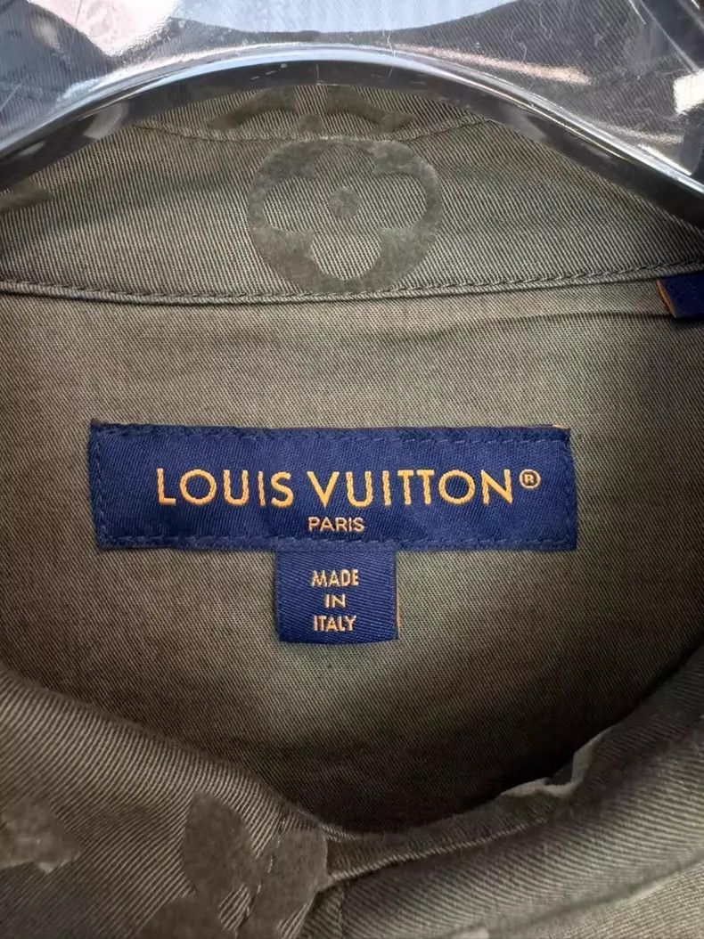 Louis Vuitton Louis Vuitton Army Green Flocked Full Print Jacket Size US XL / EU 56 / 4 - 4 Thumbnail