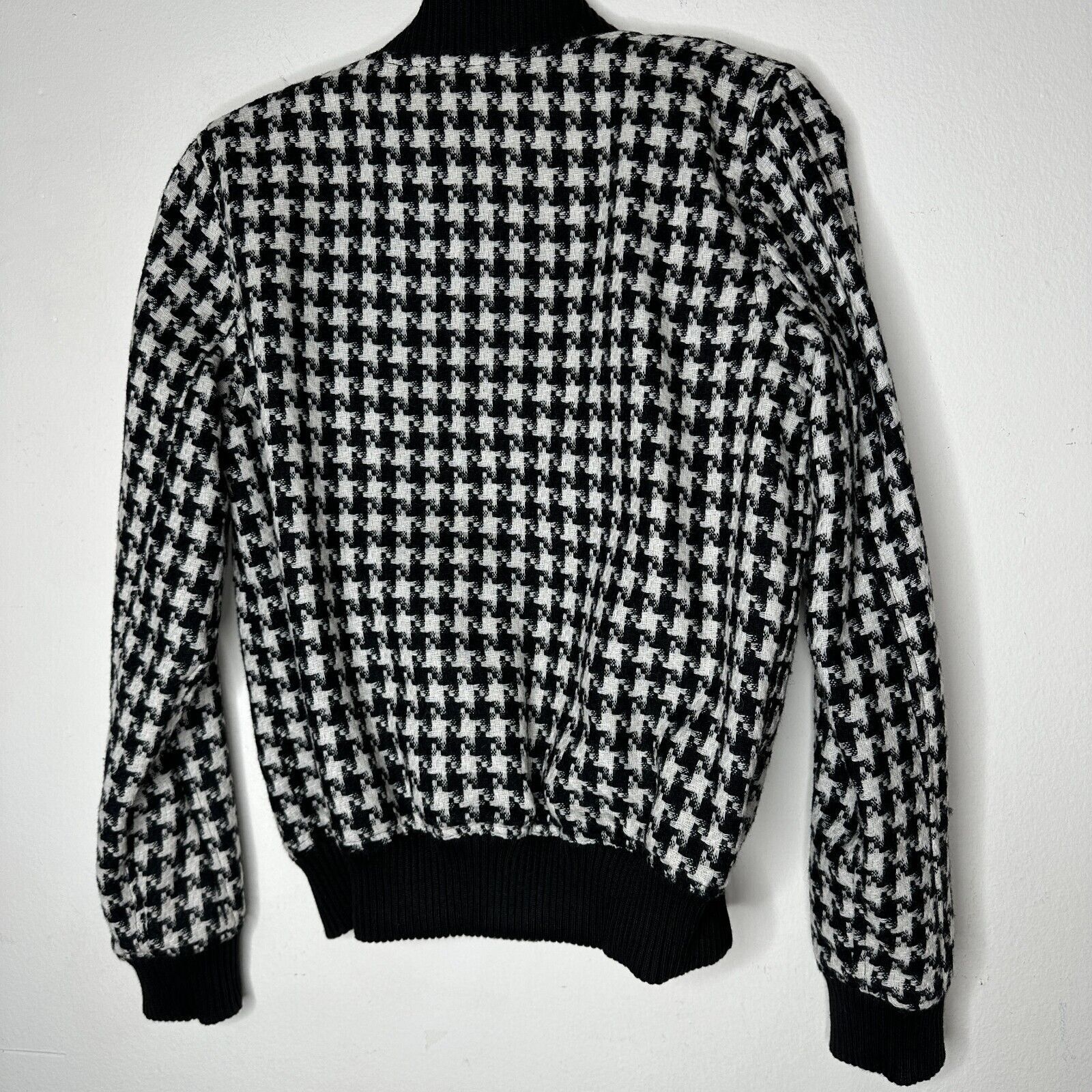 Louis Philippe Philip Ayler White Black Tweed Houndstooth Bomber Jacket M Size M / US 6-8 / IT 42-44 - 7 Thumbnail