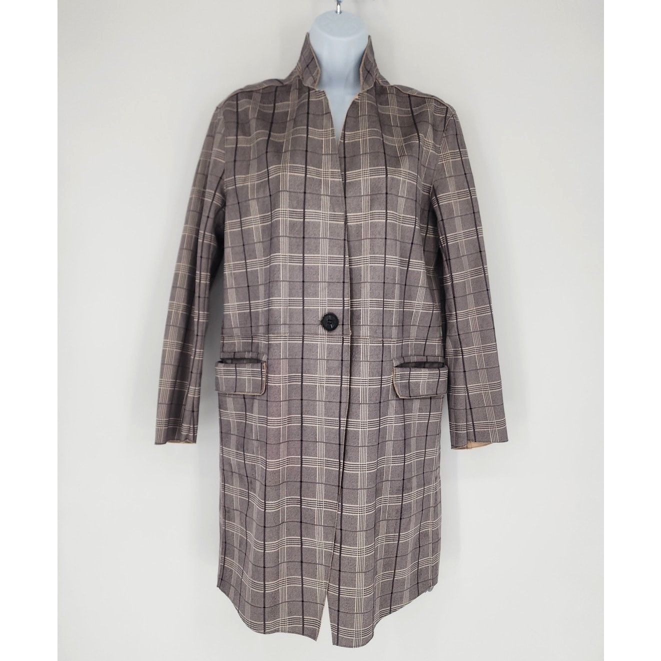 BLANKNYC BlankNYC Plaid Button Front Longline Coat Gray Check Size XS Size XS / US 0-2 / IT 36-38 - 12 Thumbnail