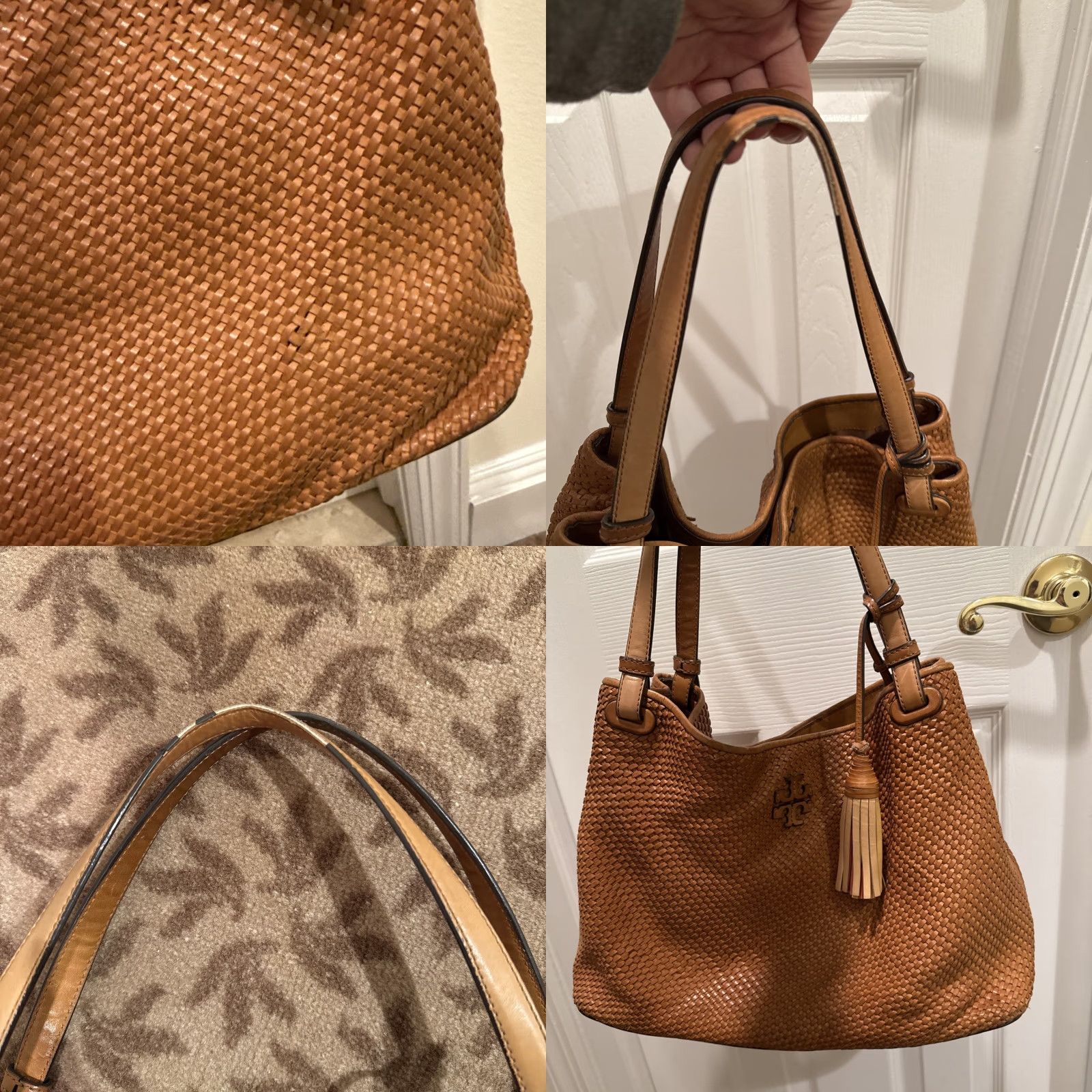 Tory Burch Tory Burch Tote Women Woven Leather Handbag Tan Brown Thea Classic Size ONE SIZE - 8 Thumbnail