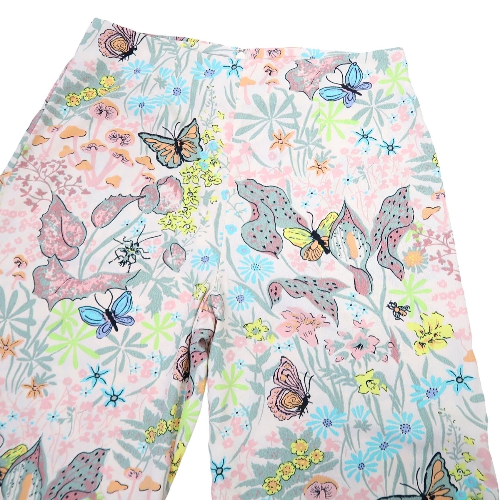 Vintage VINTAGE Never Fully Dressed Pants Dress Pants Wide-Leg Floral Butterfly Cream Pink NWT 4 Women Size 27" / US 4 / IT 40 - 2 Thumbnail