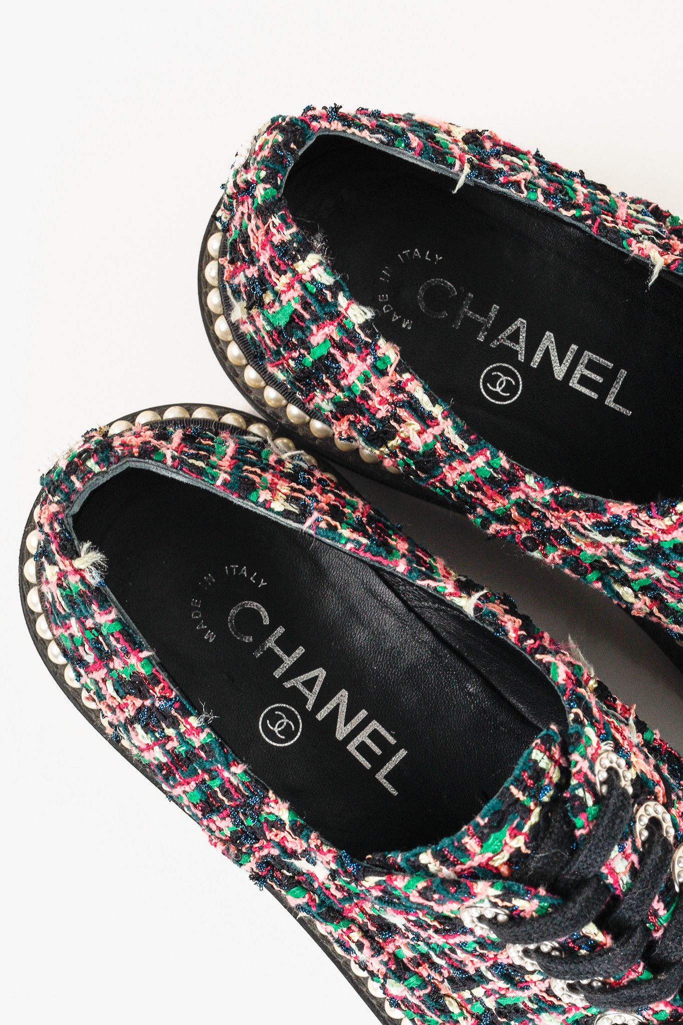 Chanel Chanel Cap Toe Pearl Embellished Tweed Shoes Size US 8 / IT 38 - 11 Thumbnail