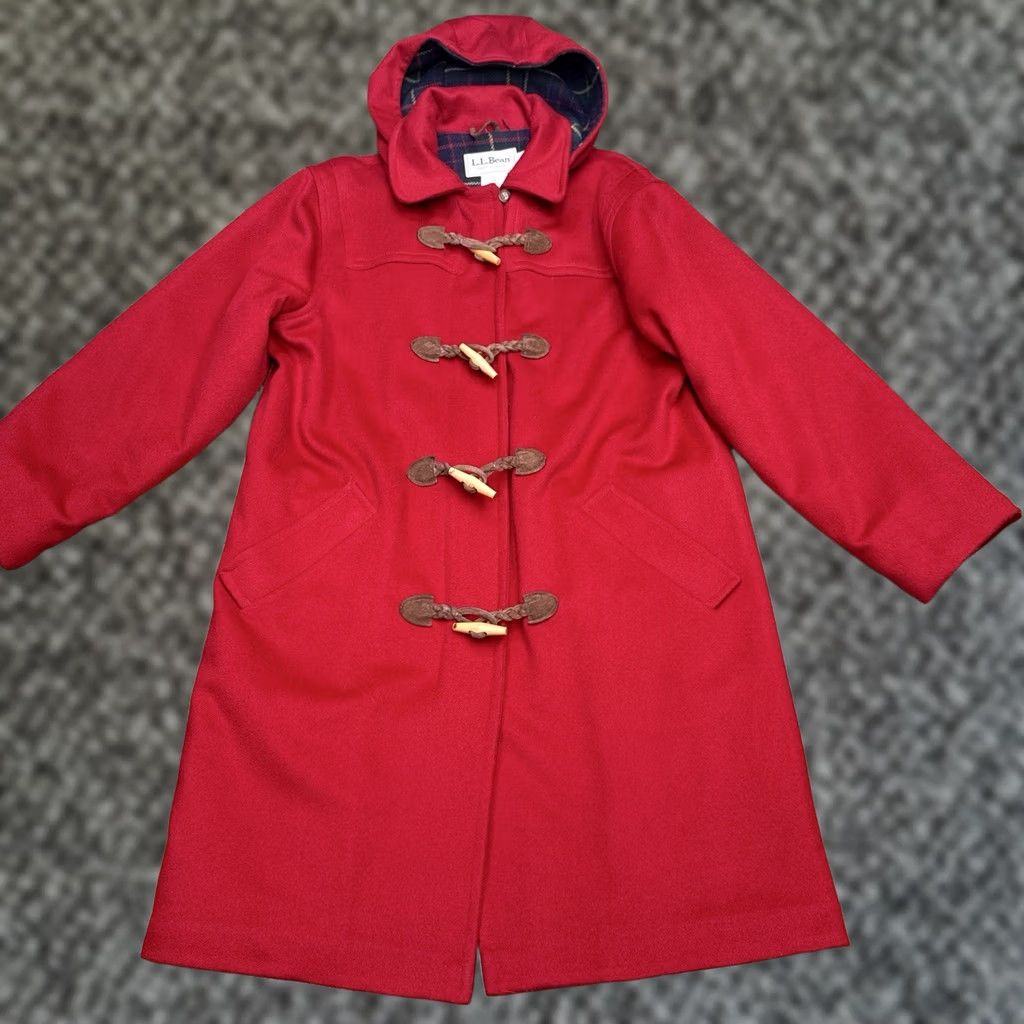 Vintage VINTAGE L.L. Bean Duffle Coat Womens 10 Red Wool Long Coat with Toggle Buttons Size L / US 10 / IT 46 - 1 Thumbnail
