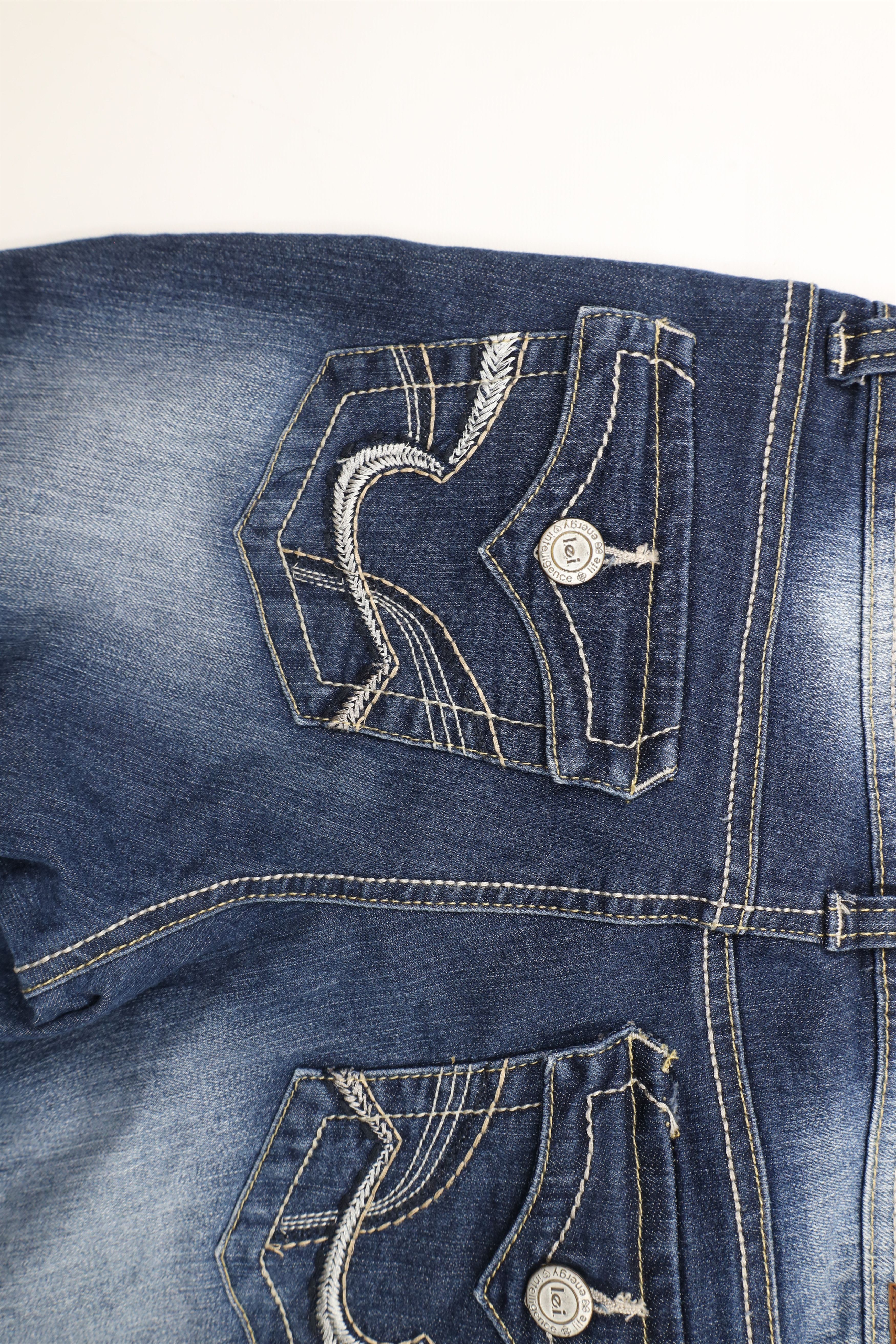 Vintage Vintage 90s Y2K LEI Hipster Flared Wide Leg Denim Jeans Size 27" / US 4 / IT 40 - 12 Thumbnail