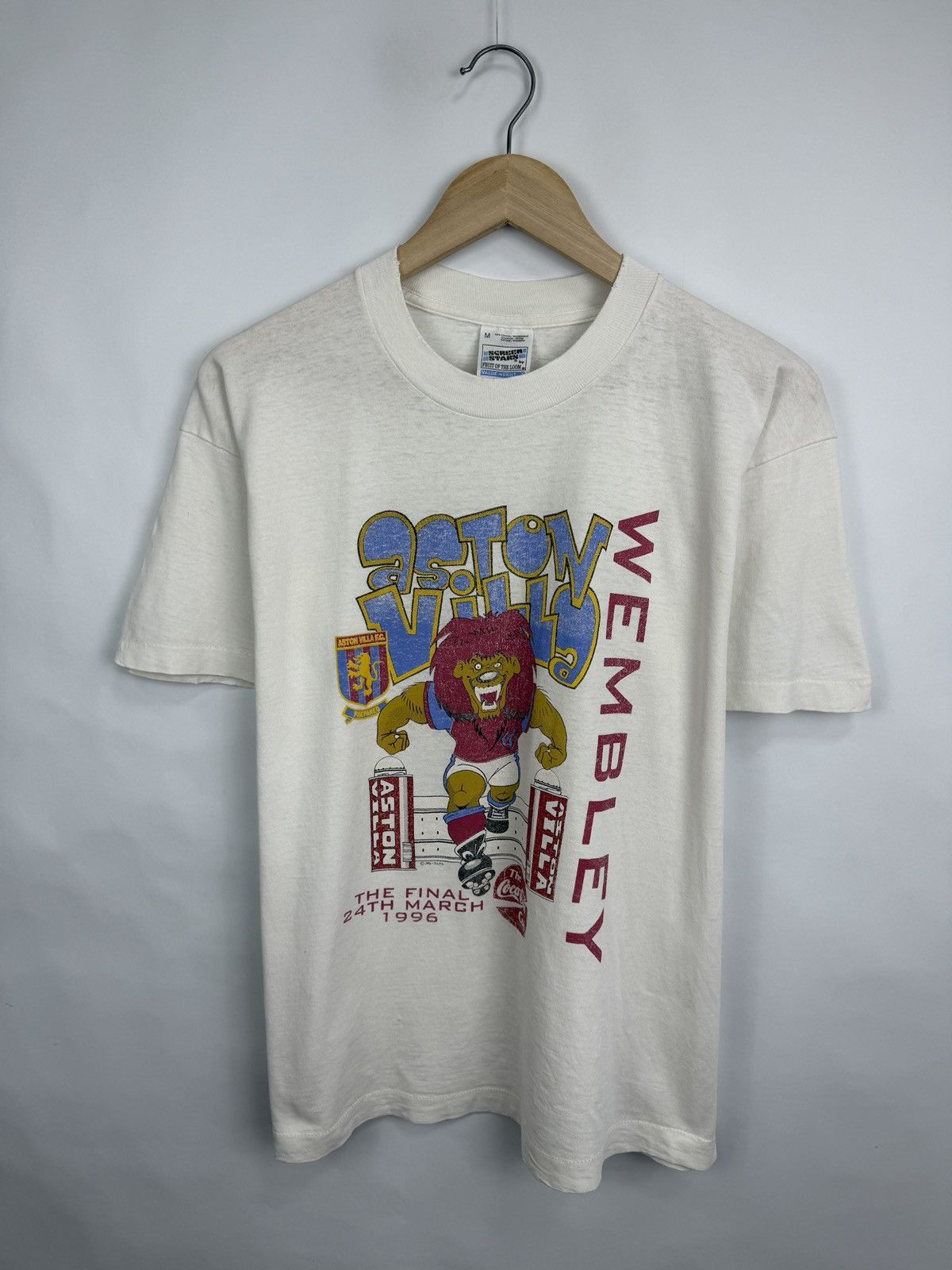 Fruit Of The Loom 🇬🇧 Vintage 1996 Aston Villa Coca Cola Cup Final Wembley T-Shi Size US M / EU 48-50 / 2 - 2 Thumbnail