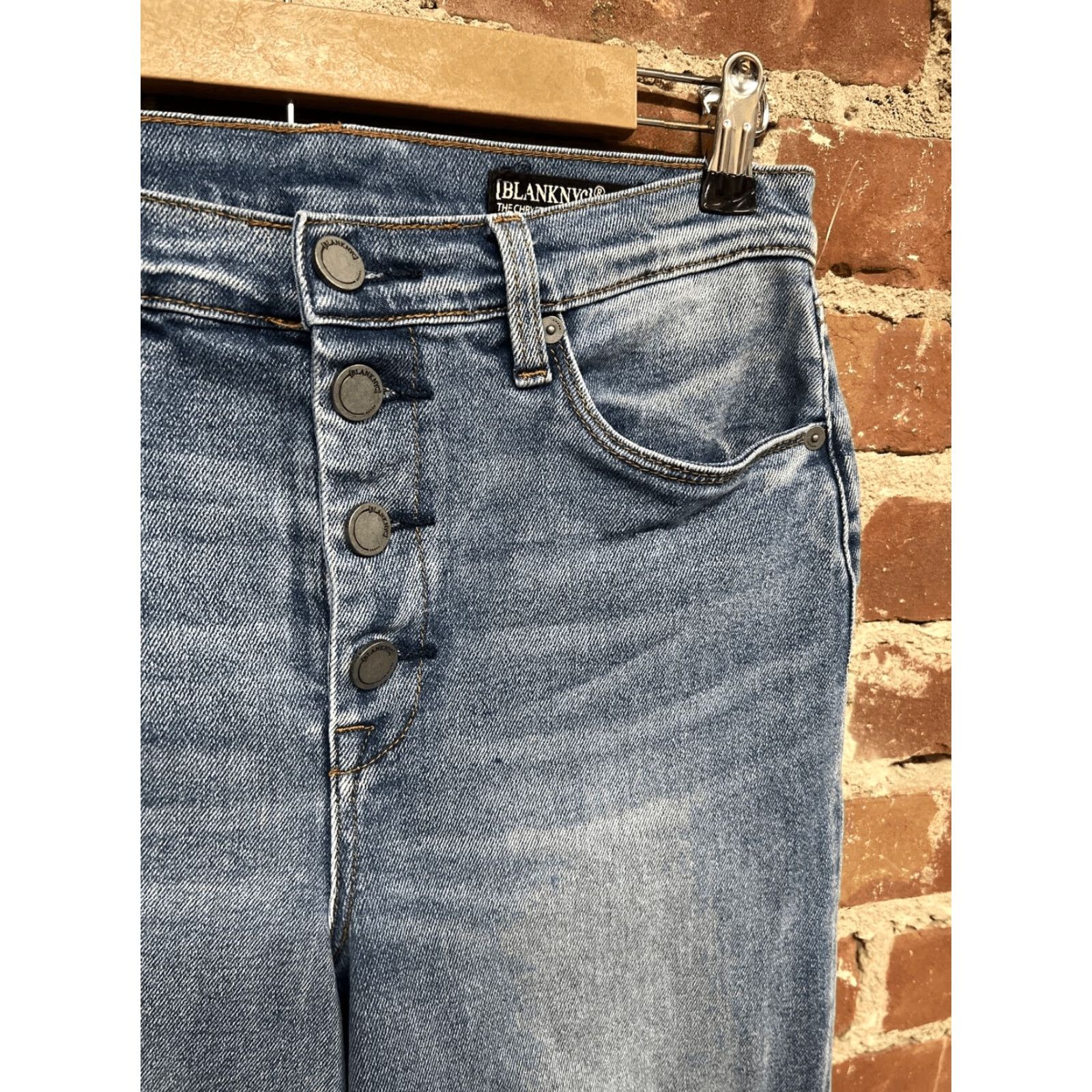 Vintage BLANKNYC Womens 28 The Chrystie High Rise Cropped Wide Leg Jeans Blue Womens Size ONE SIZE - 2 Thumbnail