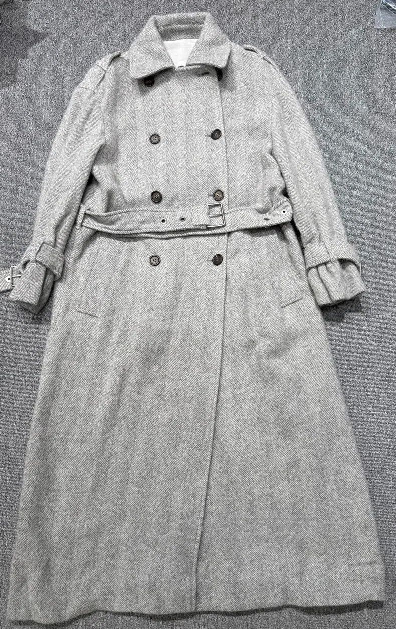 Brunello Cucinelli Brunello Cucinelli Gray Herringbone Wool Coat Size XS / US 0-2 / IT 36-38 - 1 Thumbnail