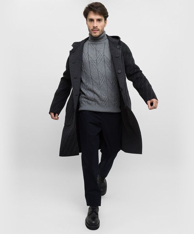 Fendi o1s1wg110226 Duffel Coat in Dark Gray Size US L / EU 52-54 / 3 - 4 Thumbnail