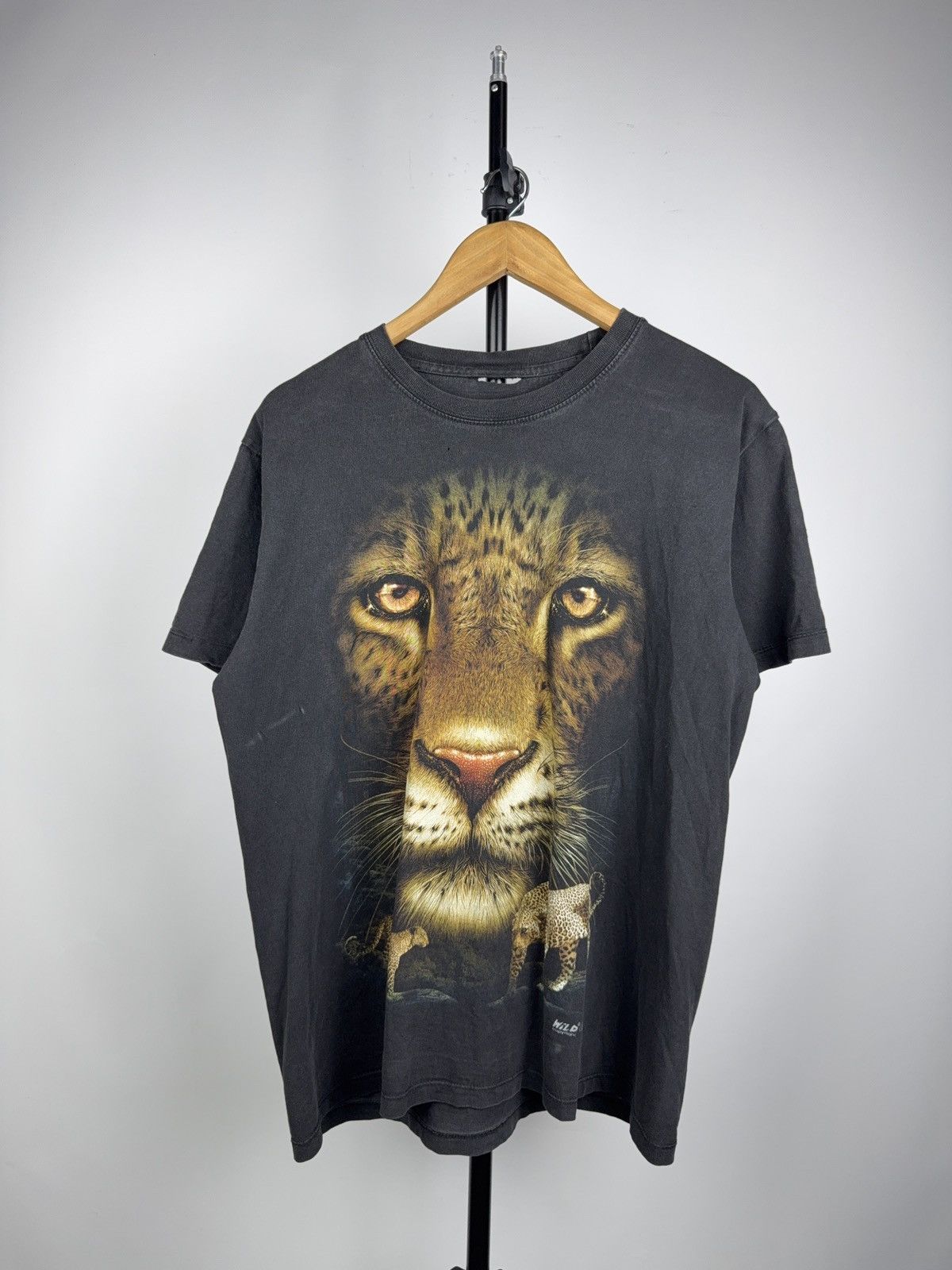 Vintage 00s Y2K Leopard Graphic T Shirt Double Sided Animal Tee Size US L / EU 52-54 / 3 - 1 Thumbnail