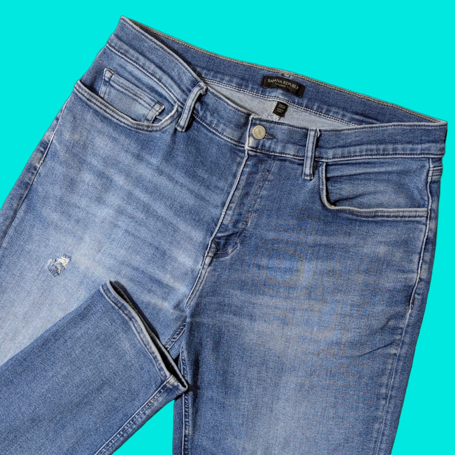 Banana Republic Banana Republic Jeans Mens 33x34 Blue Tapered Fit Ascent Wash Denim Stretch Size US 33 - 1 Thumbnail