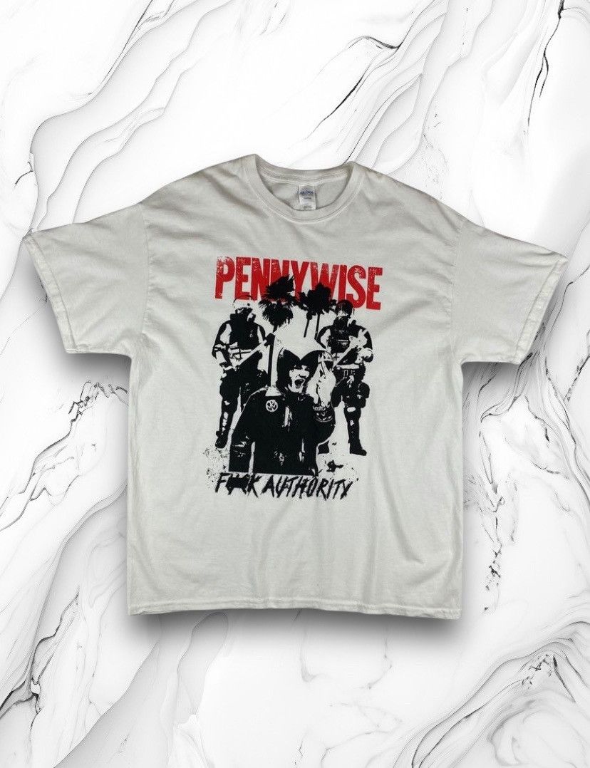 Vintage Vintage Pennywise Fuck Authority Punk Rock Faded Band Shirt Size US XL / EU 56 / 4 - 1 Thumbnail