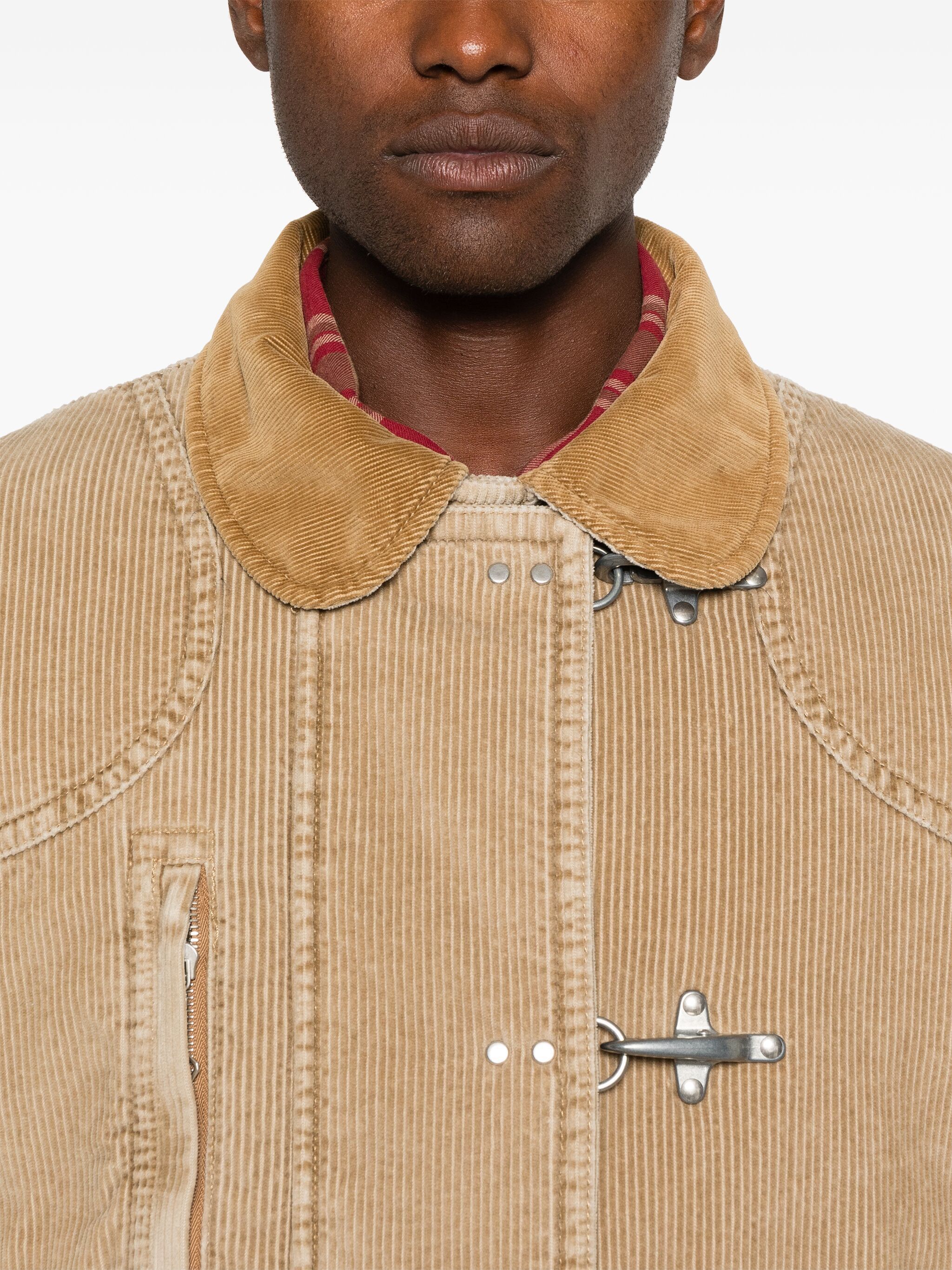 Fay o1s22i1n1124 4-Hook Ribbed Velvet Jacket in Beige Size US M / EU 48-50 / 2 - 5 Thumbnail