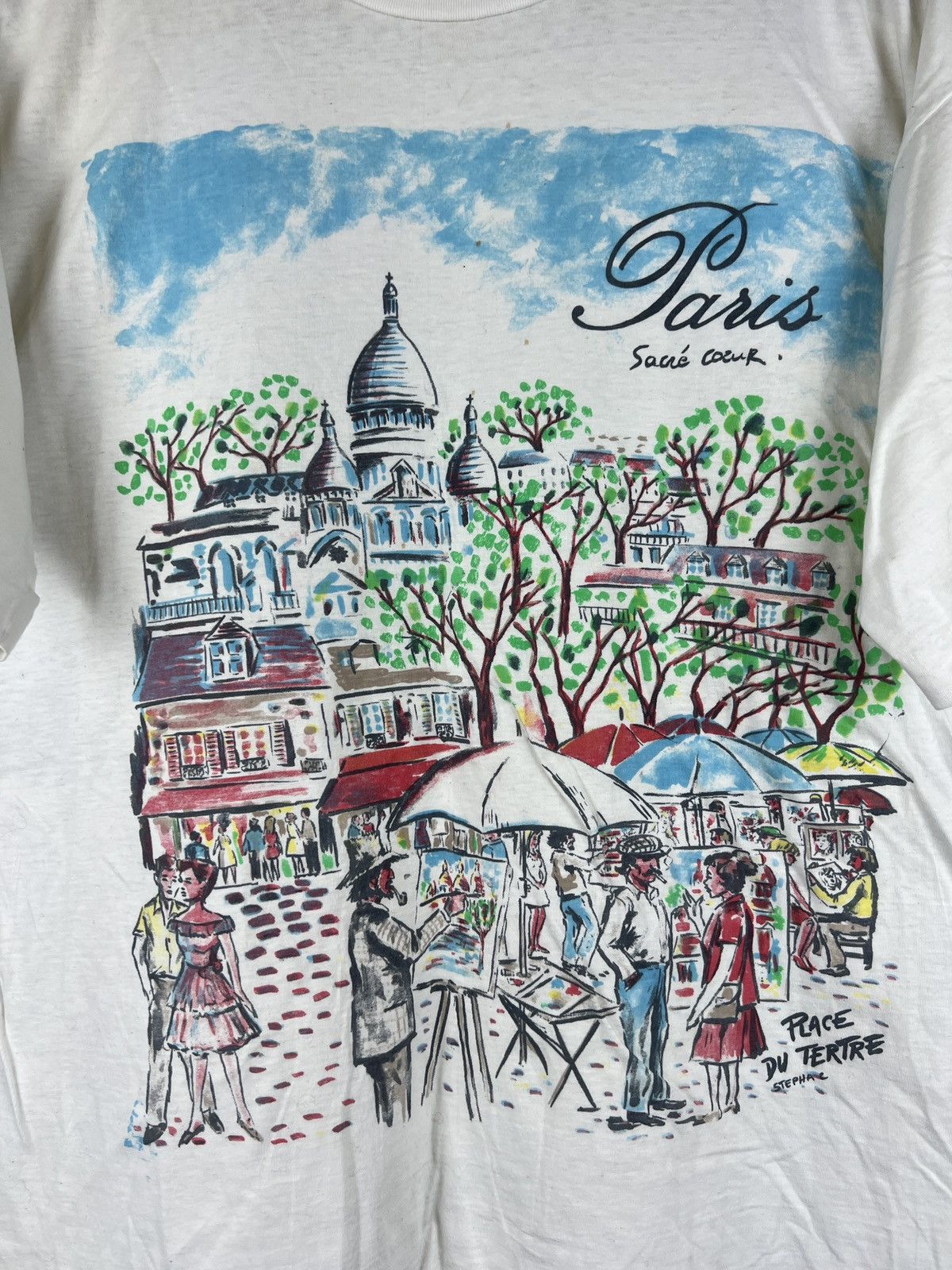 Designer × Vintage Vintage single stitch 90s Paris tee Size US XL / EU 56 / 4 - 2 Thumbnail