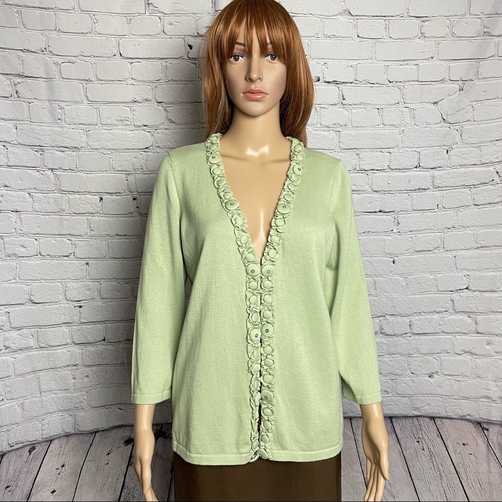 Other NWT New Christopher & Banks Sage Cotton Sage Button Details Size M / US 6-8 / IT 42-44 - 1 Thumbnail