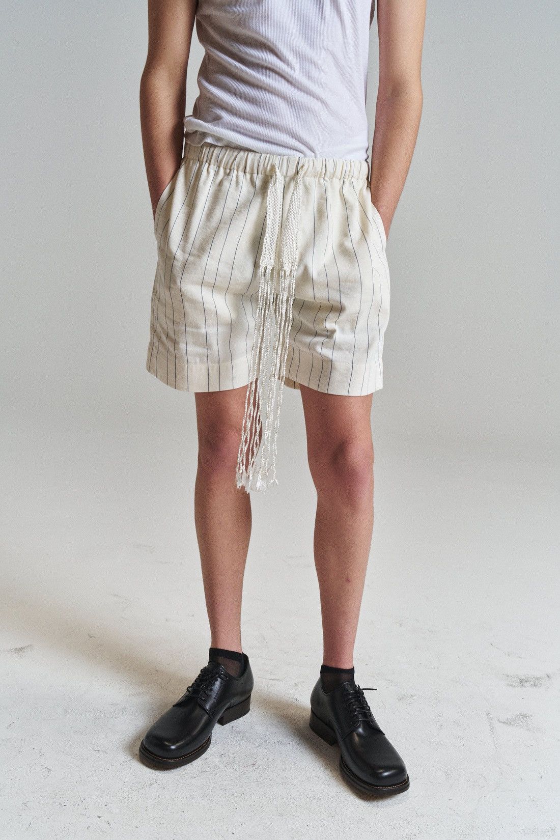 Wales Bonner Wales Bonner Ivory striped linen shorts 48 Size US 31 - 1 Thumbnail