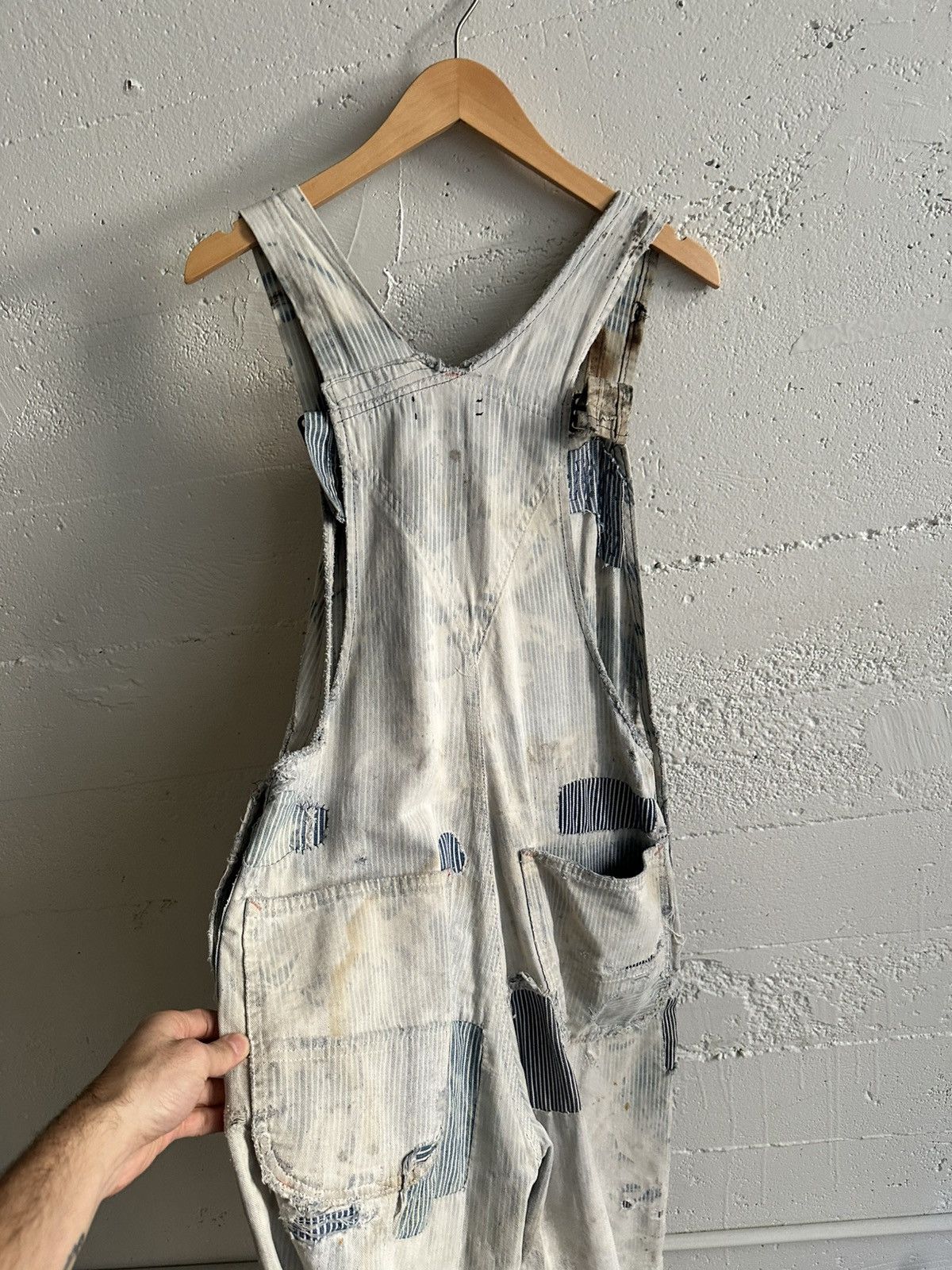 Original Montgomery × Vintage True Vintage Overalls 1940’s~50’s Thrashed and Patched Size US 29 - 7 Thumbnail