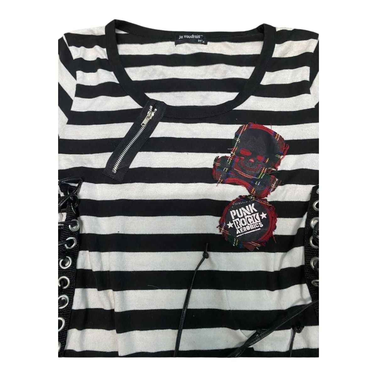 If Six Was Nine RARE GOTHIC PUNK PRISONER STRIPE BONDAGE SHIRT Size M / US 6-8 / IT 42-44 - 2 Thumbnail