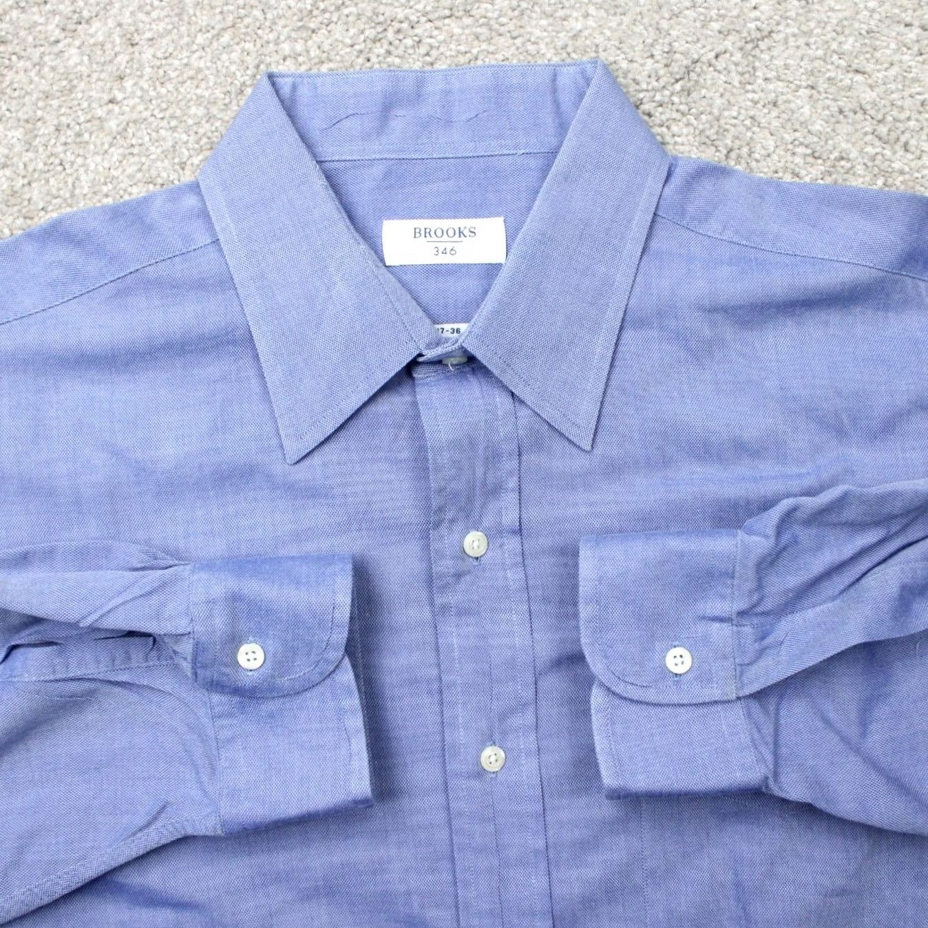 Brooks Brothers Brooks Brothers 346 Shirt Mens 17 Blue 100% Cotton Long Sleeve Button Up Dress Shirt Size US XL / EU 56 / 4 - 2 Thumbnail