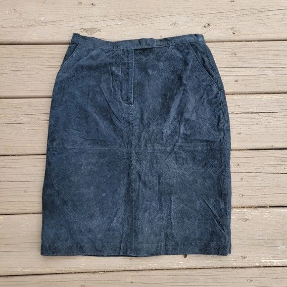 Vintage Vintage 90s y2k Bratz Black Suede Leather High Waisted Midi Size 28" / US 6 / IT 42 - 2 Thumbnail