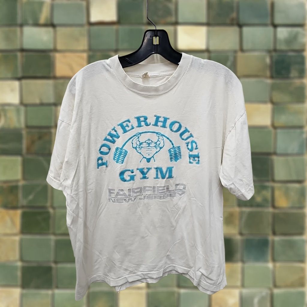 Vintage VINTAGE Powerhouse Gym T-Shirt Mens XL White Cotton Crew Neck Short Sleeve USA Fairfield New Jersey Bodybuilding Size US XL / EU 56 / 4 - 1 Thumbnail