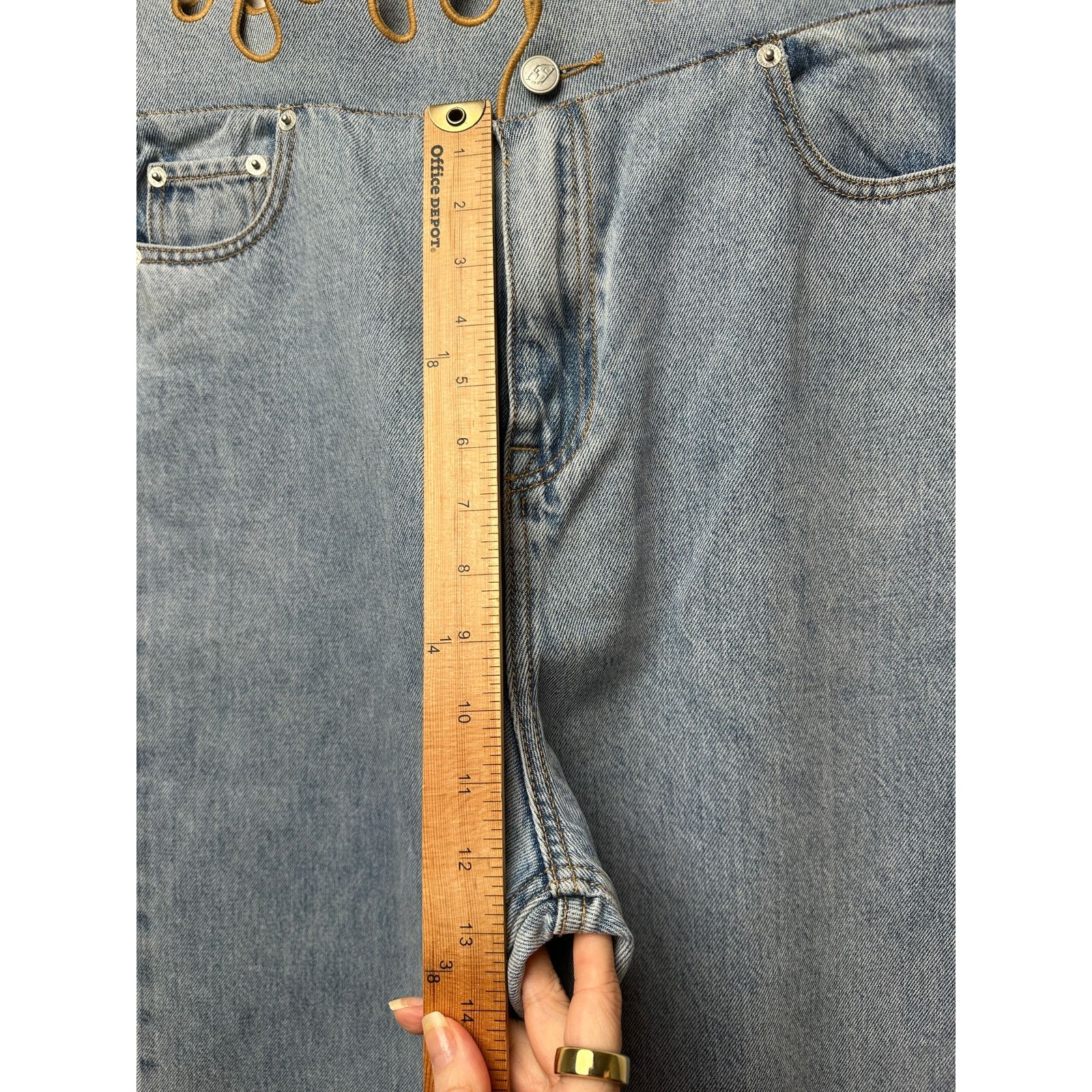 Other FUCKBOY MENTALITY Hot Flame Day Jeans Light Wash Gold 36x32 Size US 36 / EU 52 - 13 Thumbnail