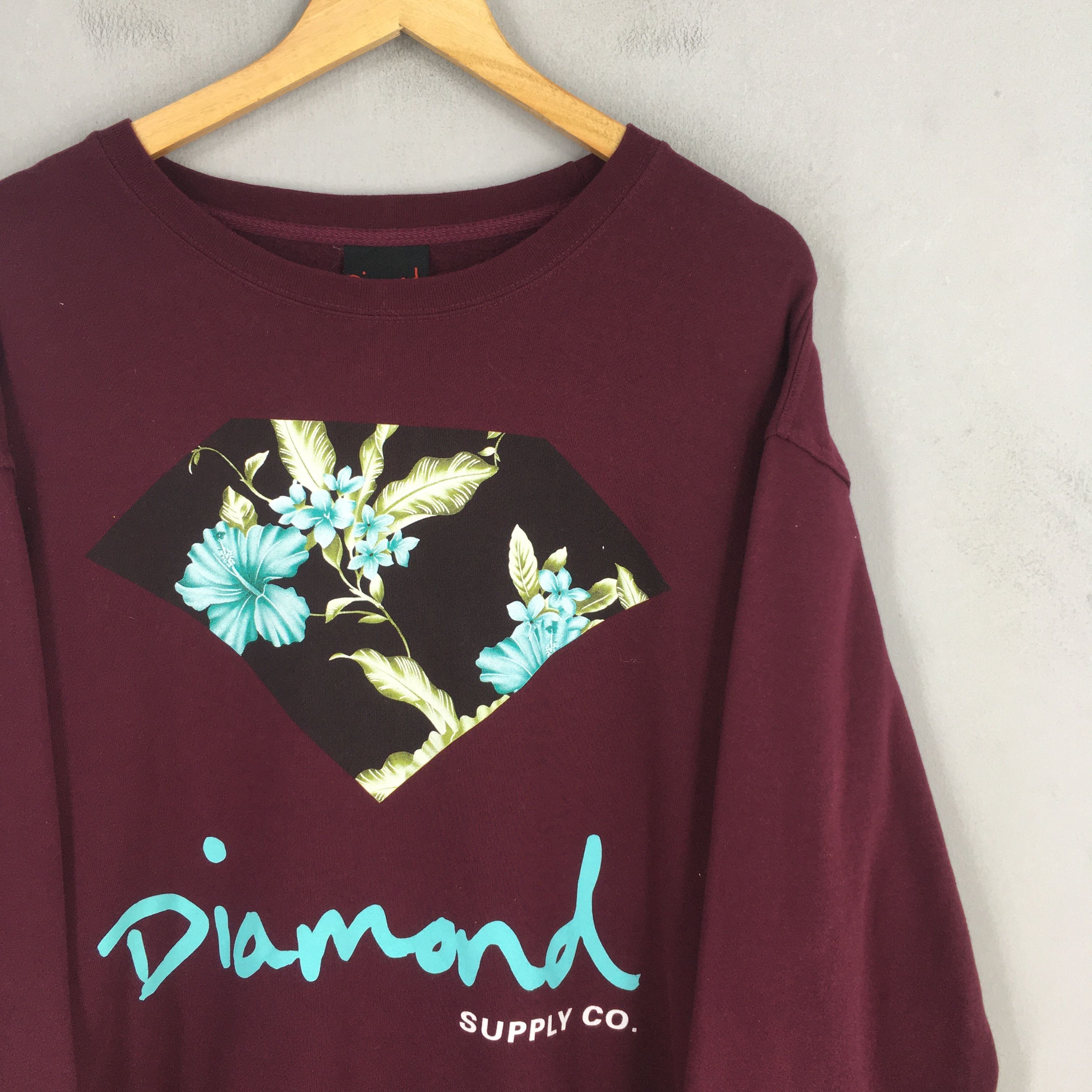 Diamond Supply Co. Vintage Y2K Diamond Supply Co Maroon Sweater Large Size US L / EU 52-54 / 3 - 2 Thumbnail