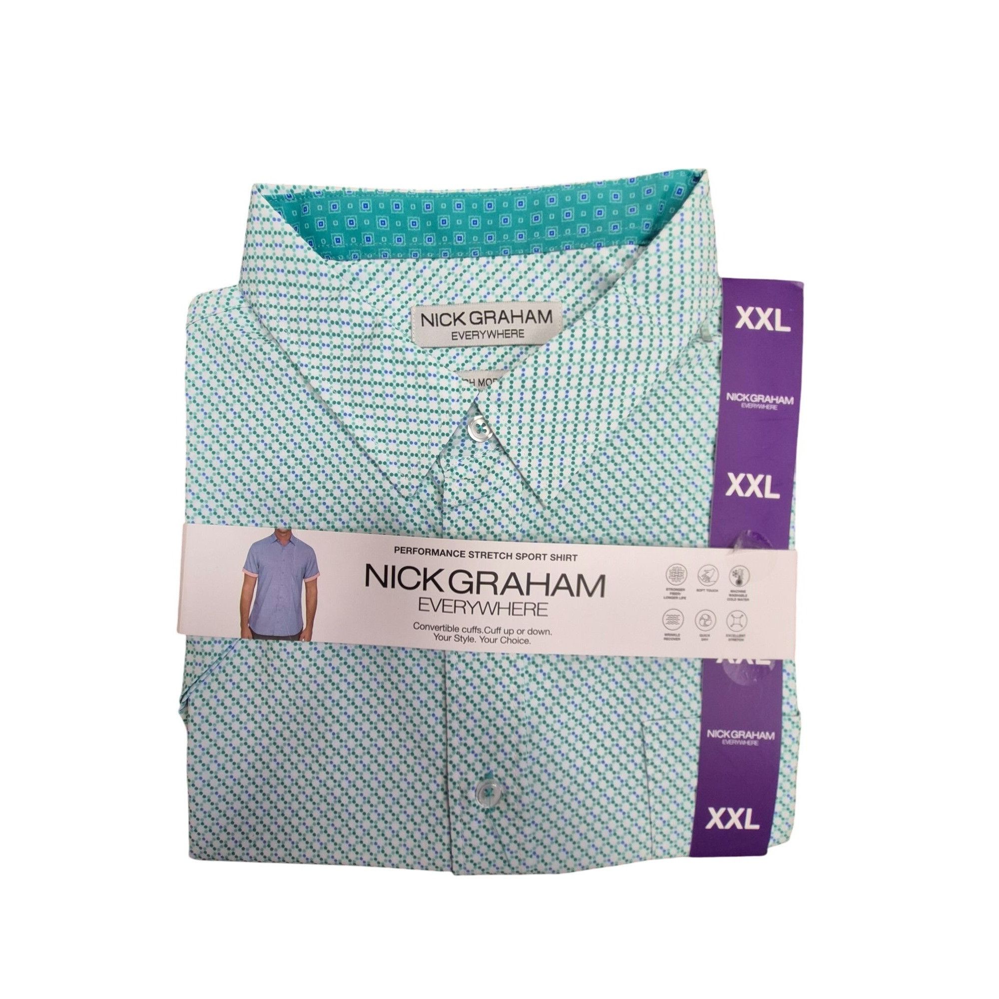 Other Nick Graham Mens Performance Stretch Sport Shirt XXL Green Size US XXL / EU 58 / 5 - 2 Thumbnail