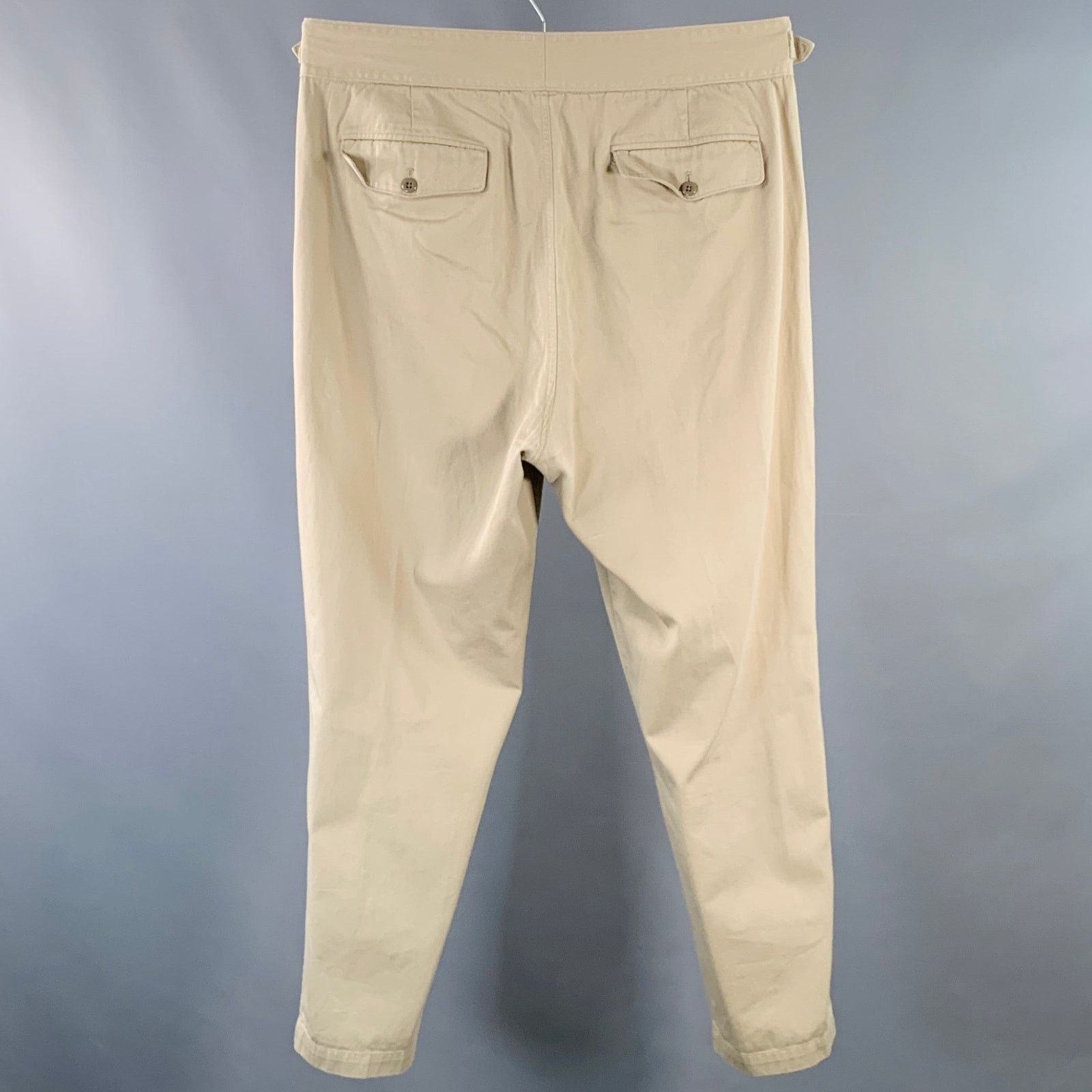 A.P.C. Size 38 Beige Twill Cotton Pleated Side Tabs Casual Pants Size US 38 / EU 54 - 3 Thumbnail