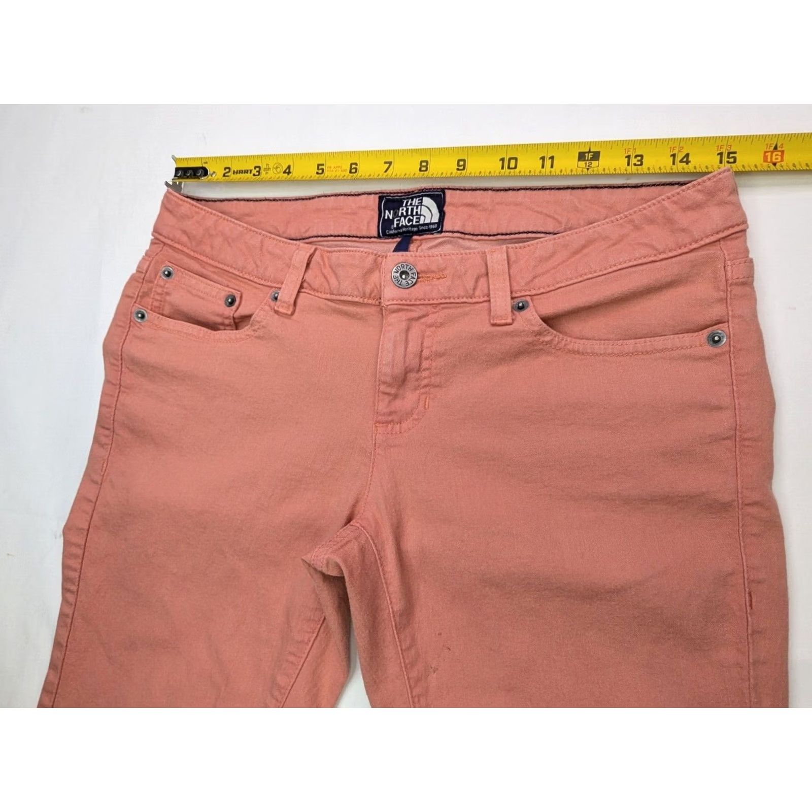 The North Face The North Face Jeans Women's 4 Reg (30x33) Low Rise Skinny Coral Denim Spring Summer Slim Stretch NWT USA Pattern Solid Logo Button Zipper USA Theme Size 27" / US 4 / IT 40 - 7 Thumbnail