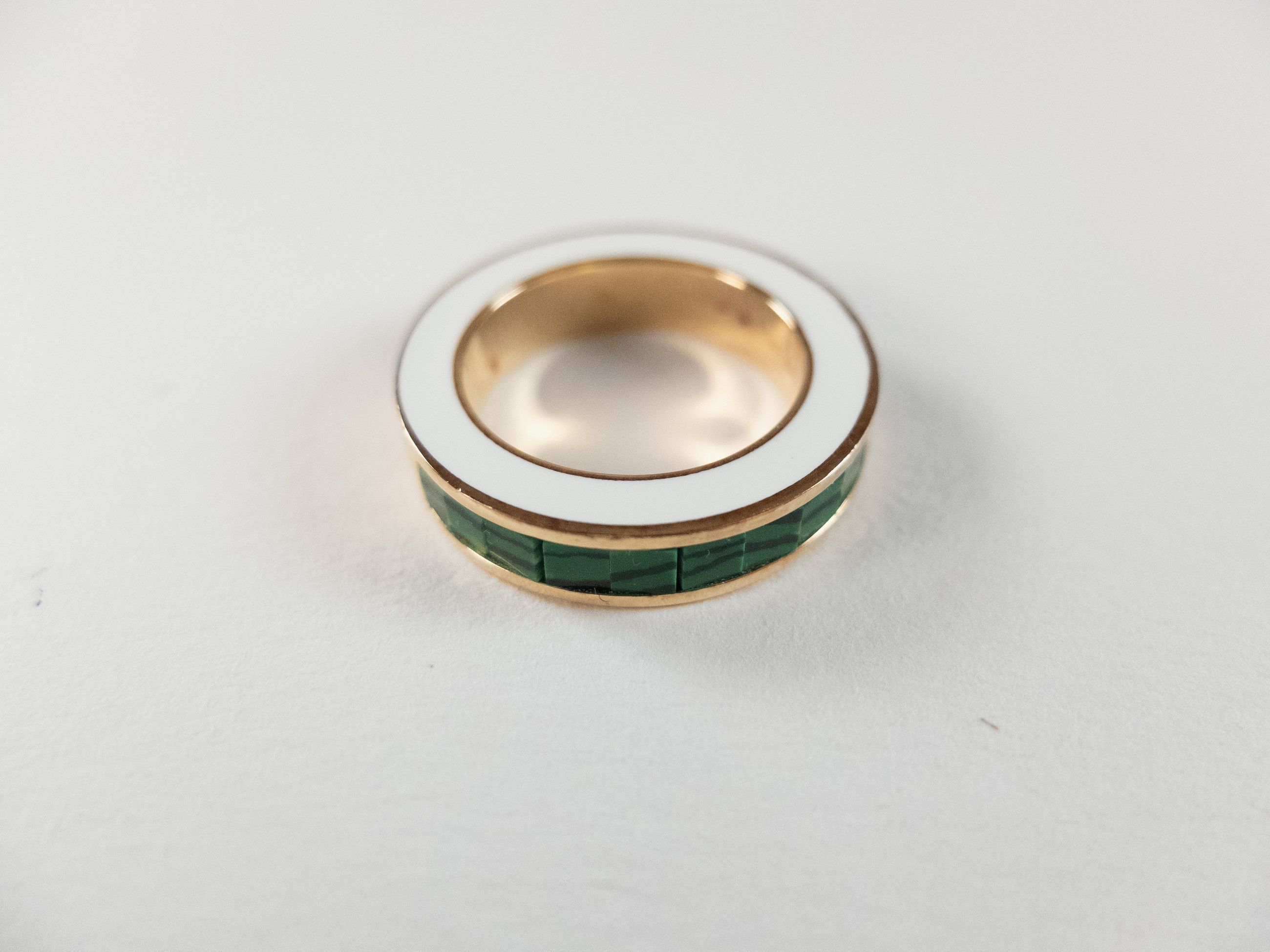 Bottega Veneta BOTTEGA VENETA Pillar green white silver round ring 7 15 q Size ONE SIZE - 2 Thumbnail