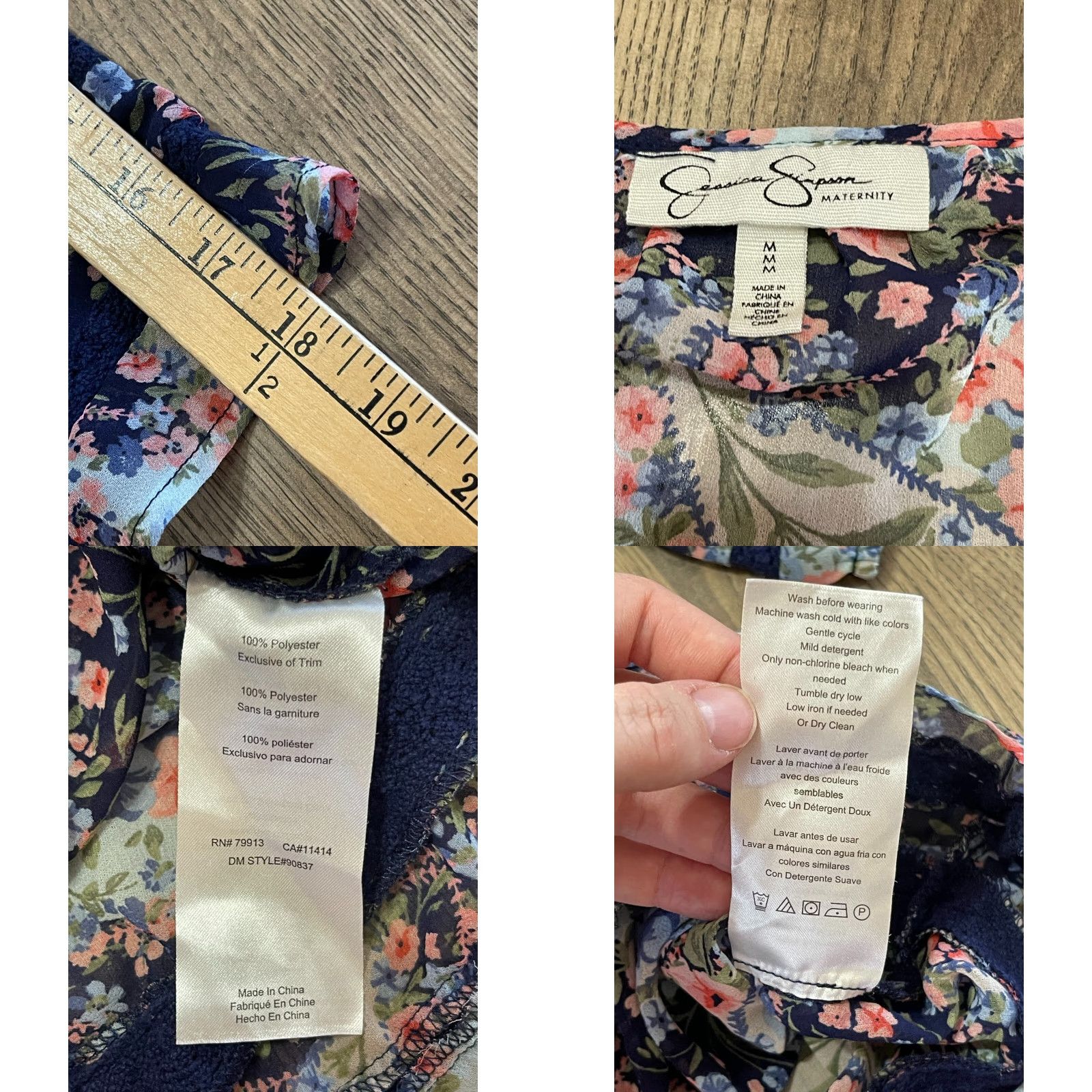 Jessica Simpson Jessica Simpson Blouse Women's Medium Multicolor Floral 3/4 Sleeve Modern Casual Regular Fit Womens Size M / US 6-8 / IT 42-44 - 8 Thumbnail