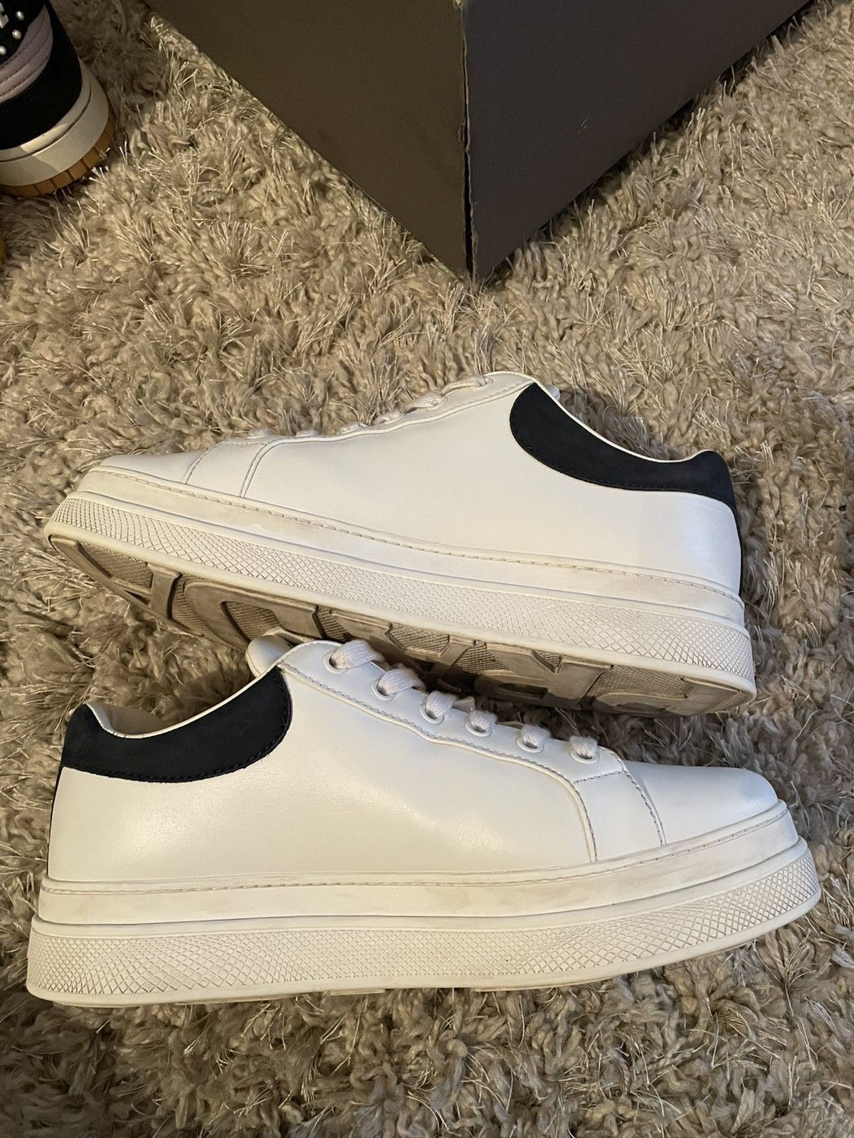 Prada Prada White Leather Platform Trainer Size US 8 / EU 41 - 3 Thumbnail