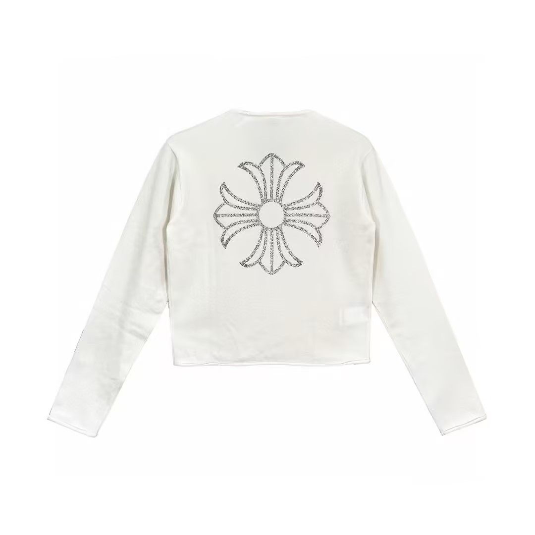 Chrome Hearts Chrome Hearts White Cashmere Rhinestone Cross Logo Sweater Size S / US 4 / IT 40 - 2 Thumbnail