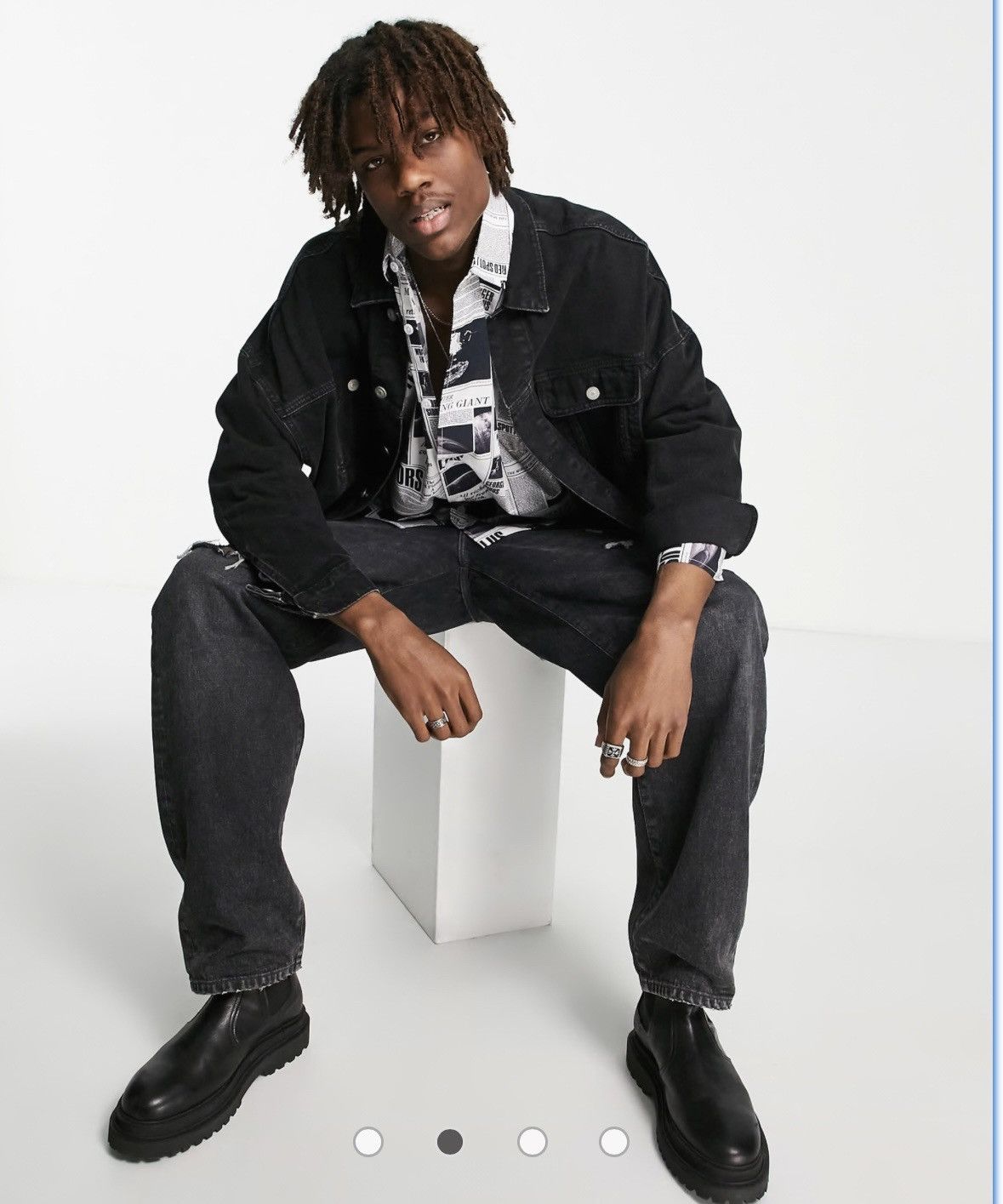 Designer ASOS DESIGN boxy oversized shirt in all over newspaper print Size US M / EU 48-50 / 2 - 3 Thumbnail