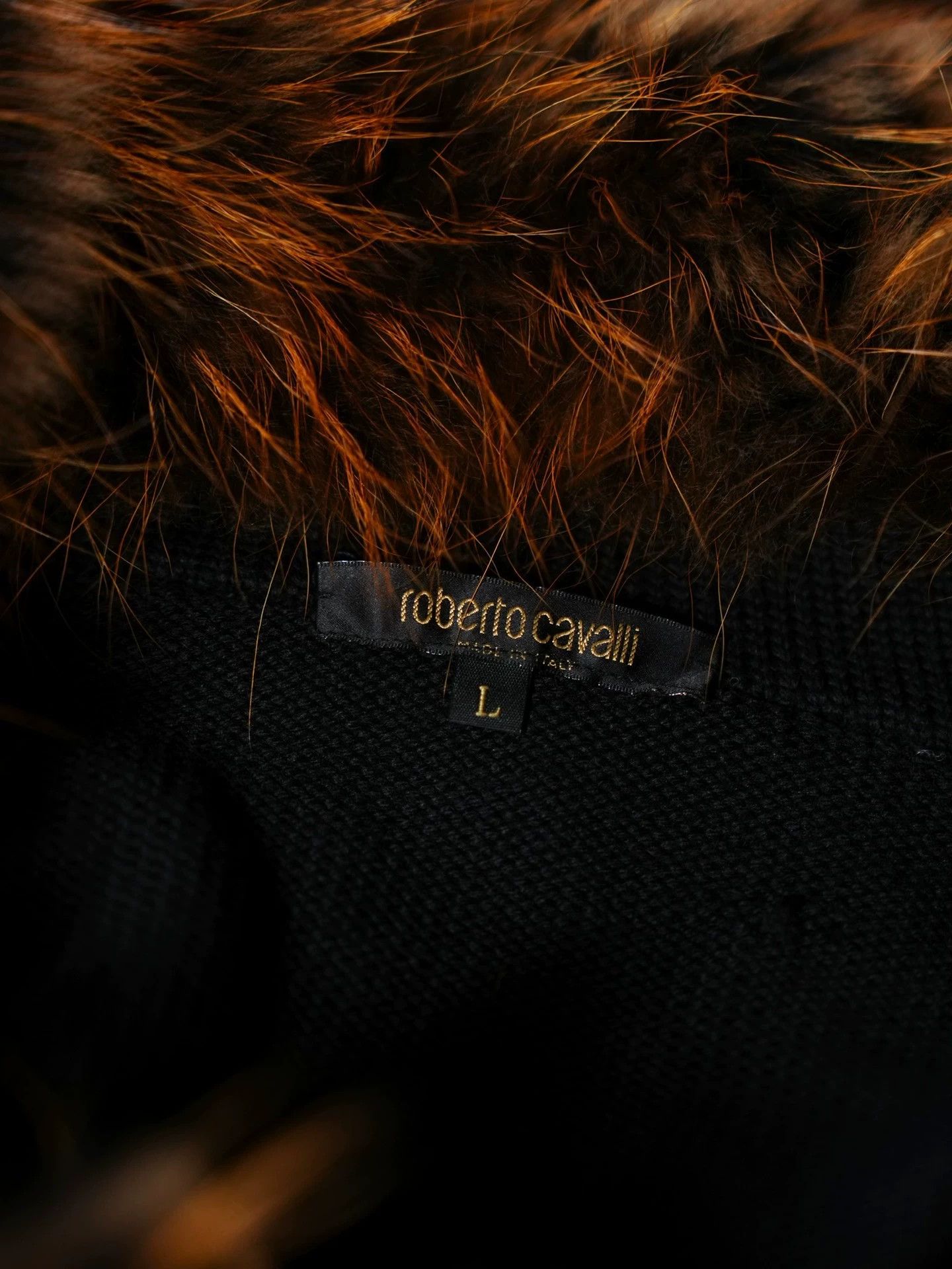 Roberto Cavalli Roberto Cavalli Wool-Silk Knit Print Rac Fur Collar Coat L Size L / US 10 / IT 46 - 9 Thumbnail