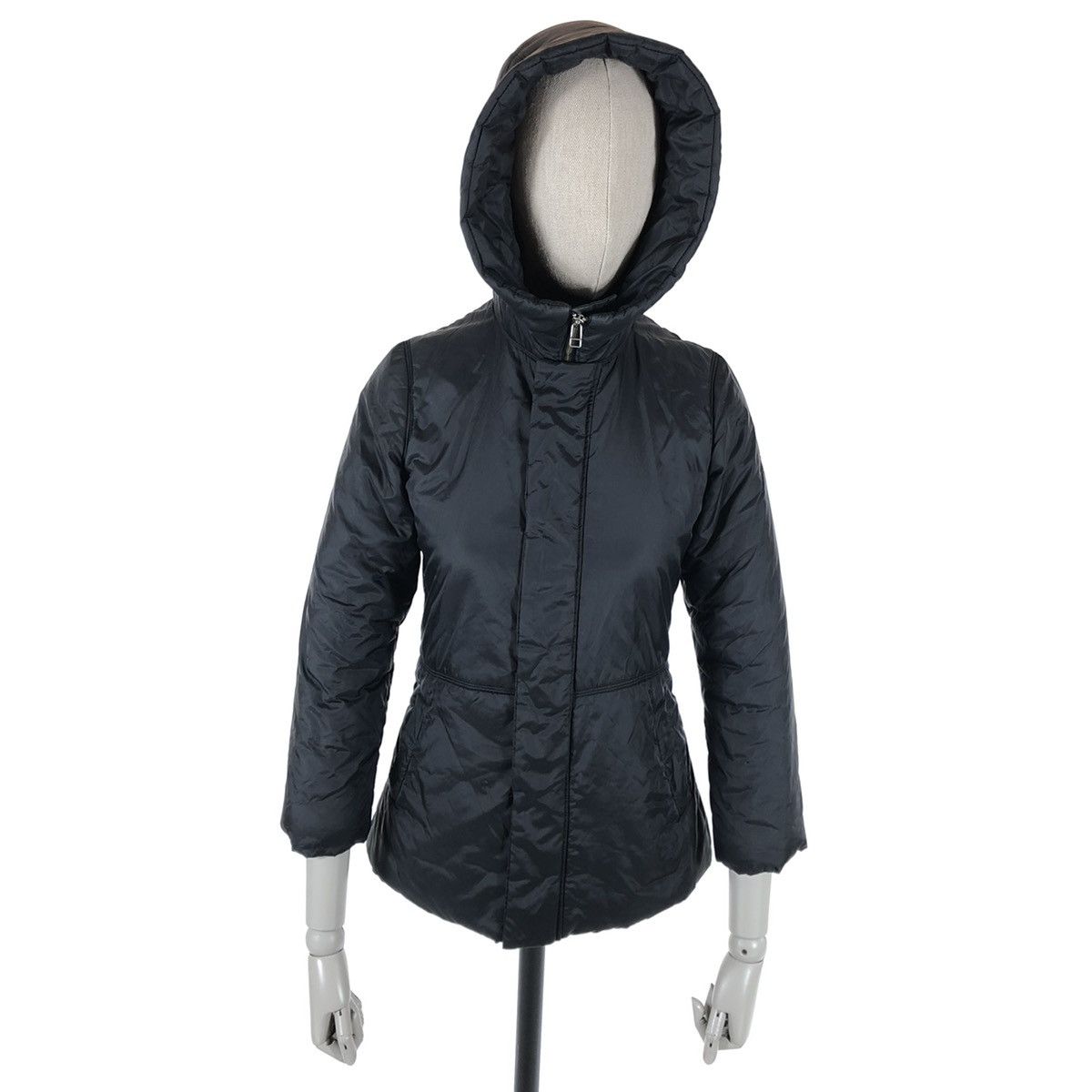 Jean Paul Gaultier Junior GAULTIER Logo Black Polyester Parka Puffy Coat Full-Zip Jacket Size XXS / US 00 / IT 34 - 2 Thumbnail