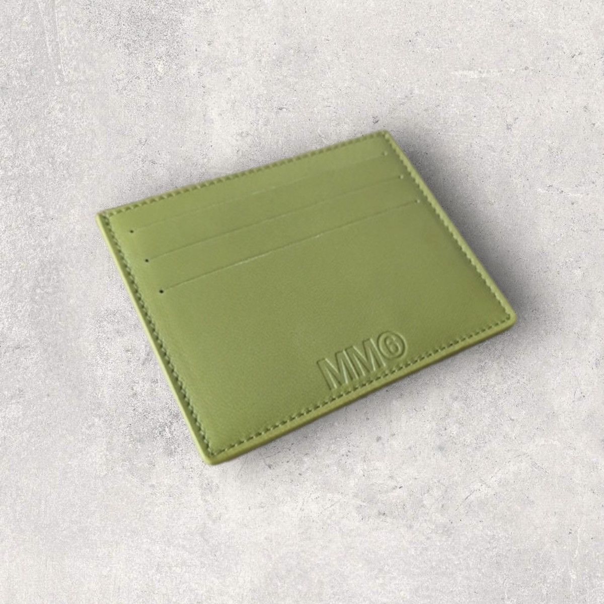 Pre-owned Maison Margiela Mm6  Big Logo Small Wallet Cardholder In Olive