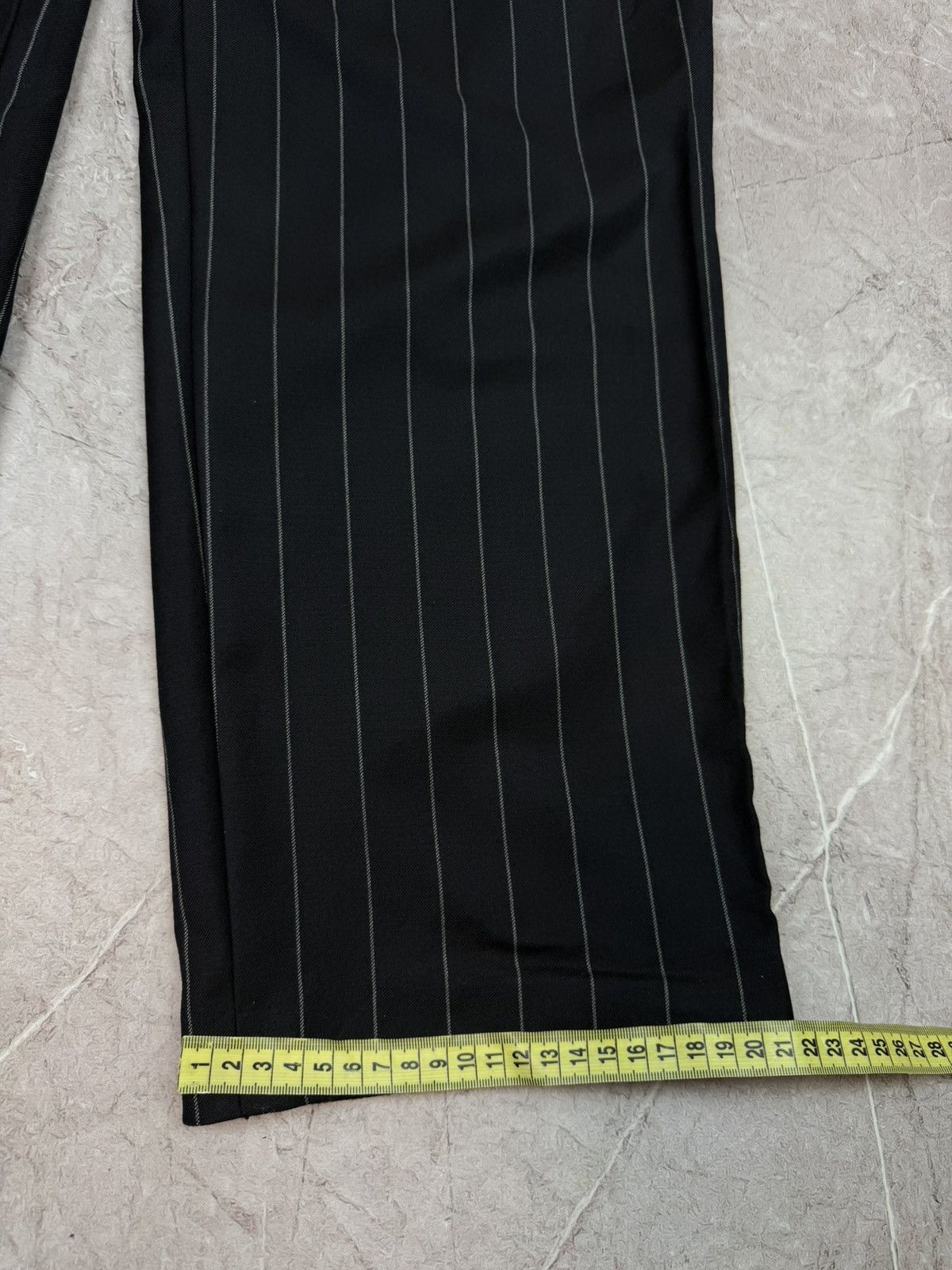 Burberry Burberry Pinstripe Pants Black Navy Wool Pleated Plaid Trim Size US 36 / EU 52 - 12 Thumbnail