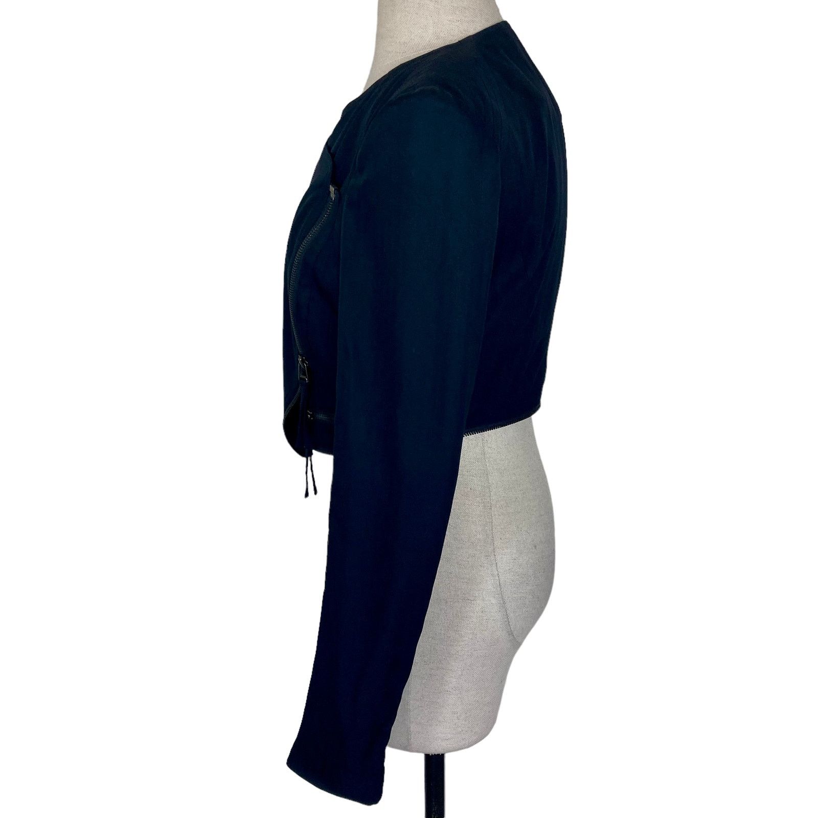 Other Mcginn black silk moto jacket, womens med convertible coat Size M / US 6-8 / IT 42-44 - 9 Thumbnail