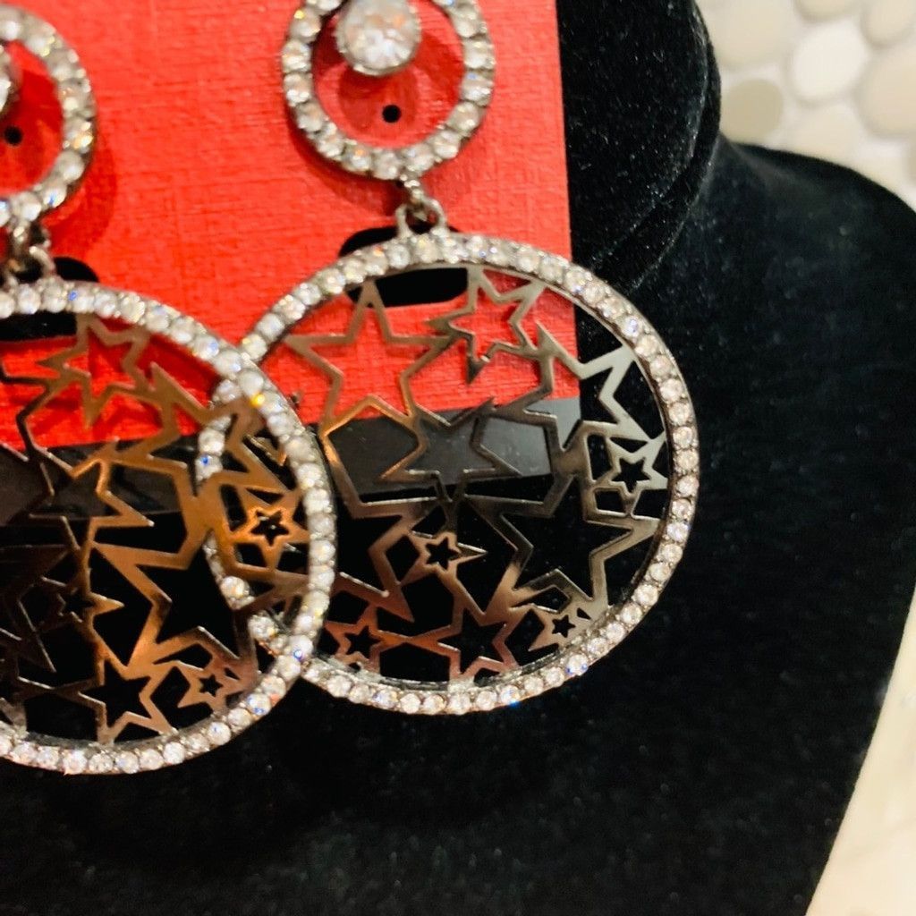 Other Black Silver with CZ BN Earrings Size ONE SIZE - 3 Thumbnail